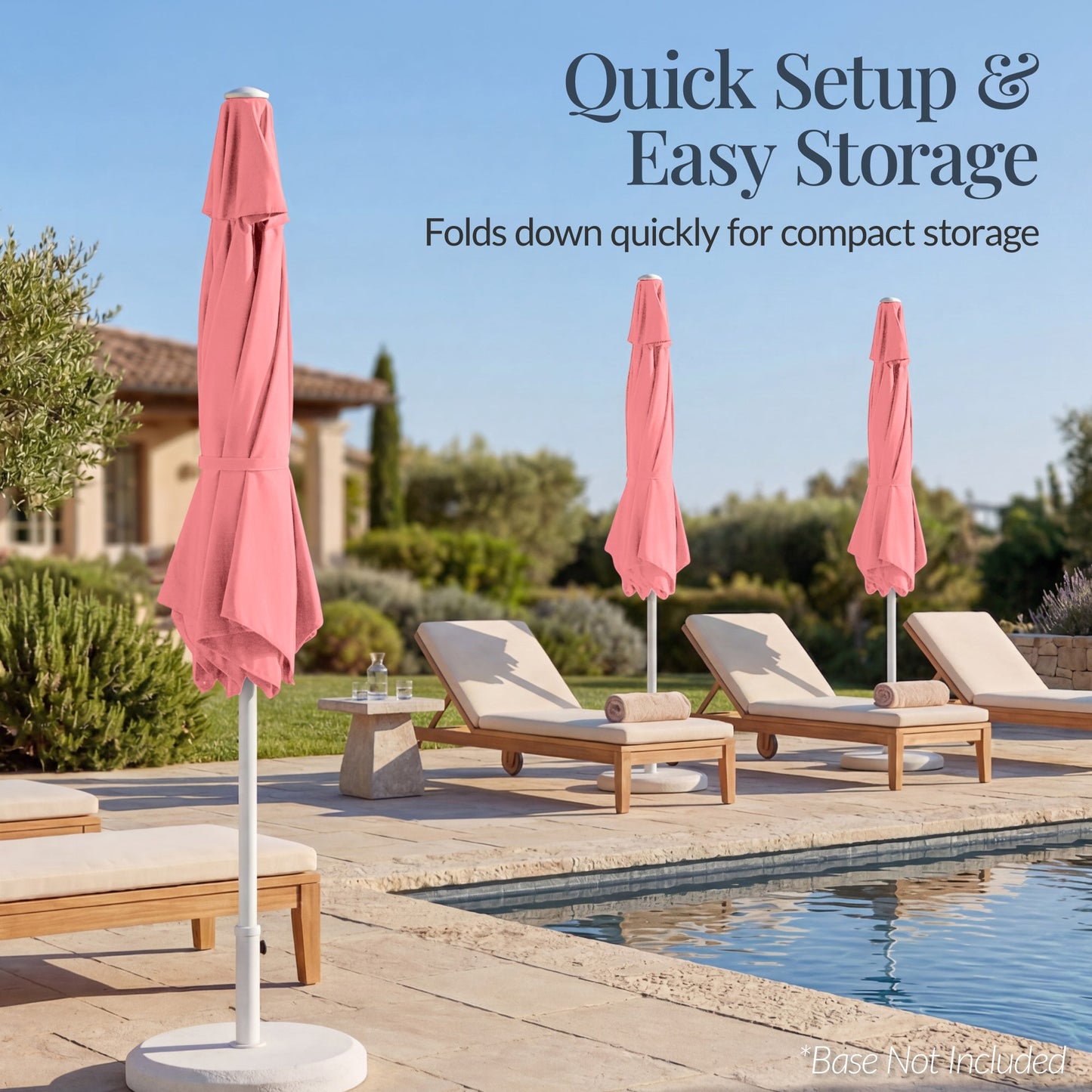 7.5ft Patio Market Umbrella with White Pole, Push Button Tilt and Crank Lift