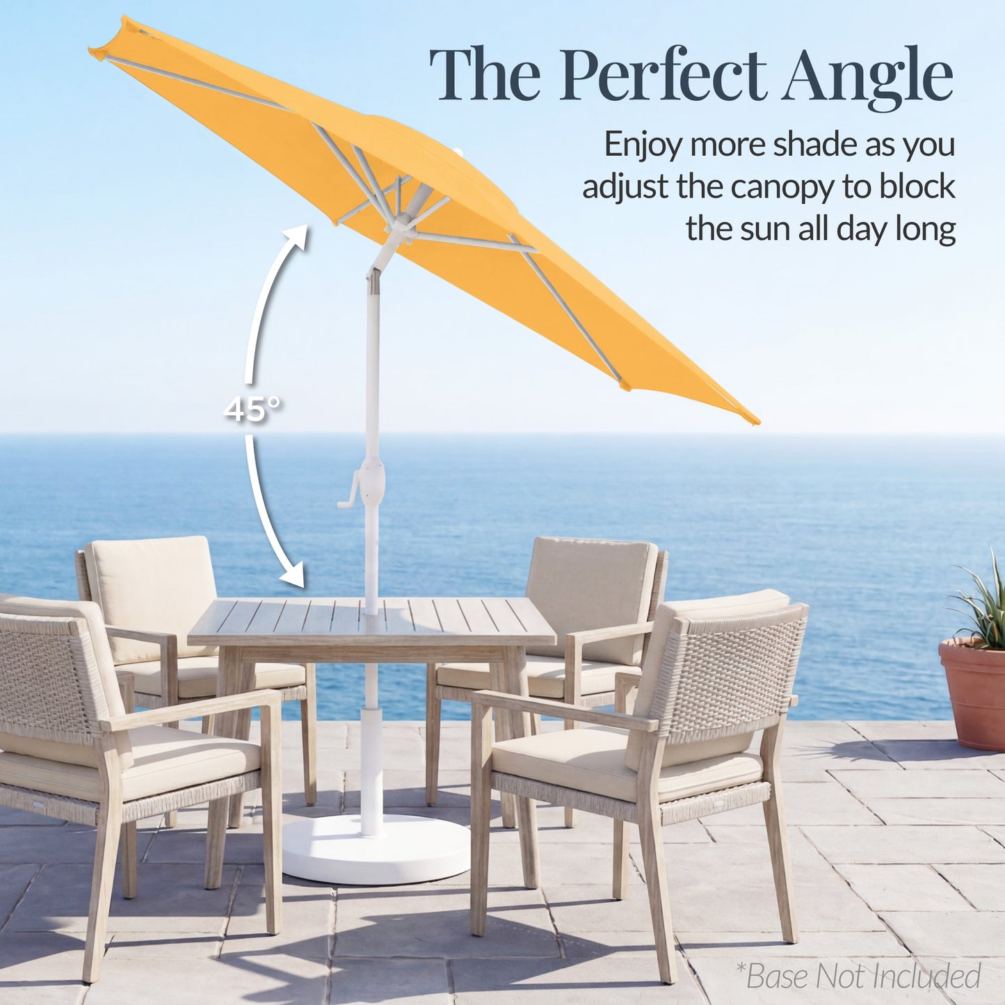 7.5ft Patio Market Umbrella with White Pole, Push Button Tilt and Crank Lift