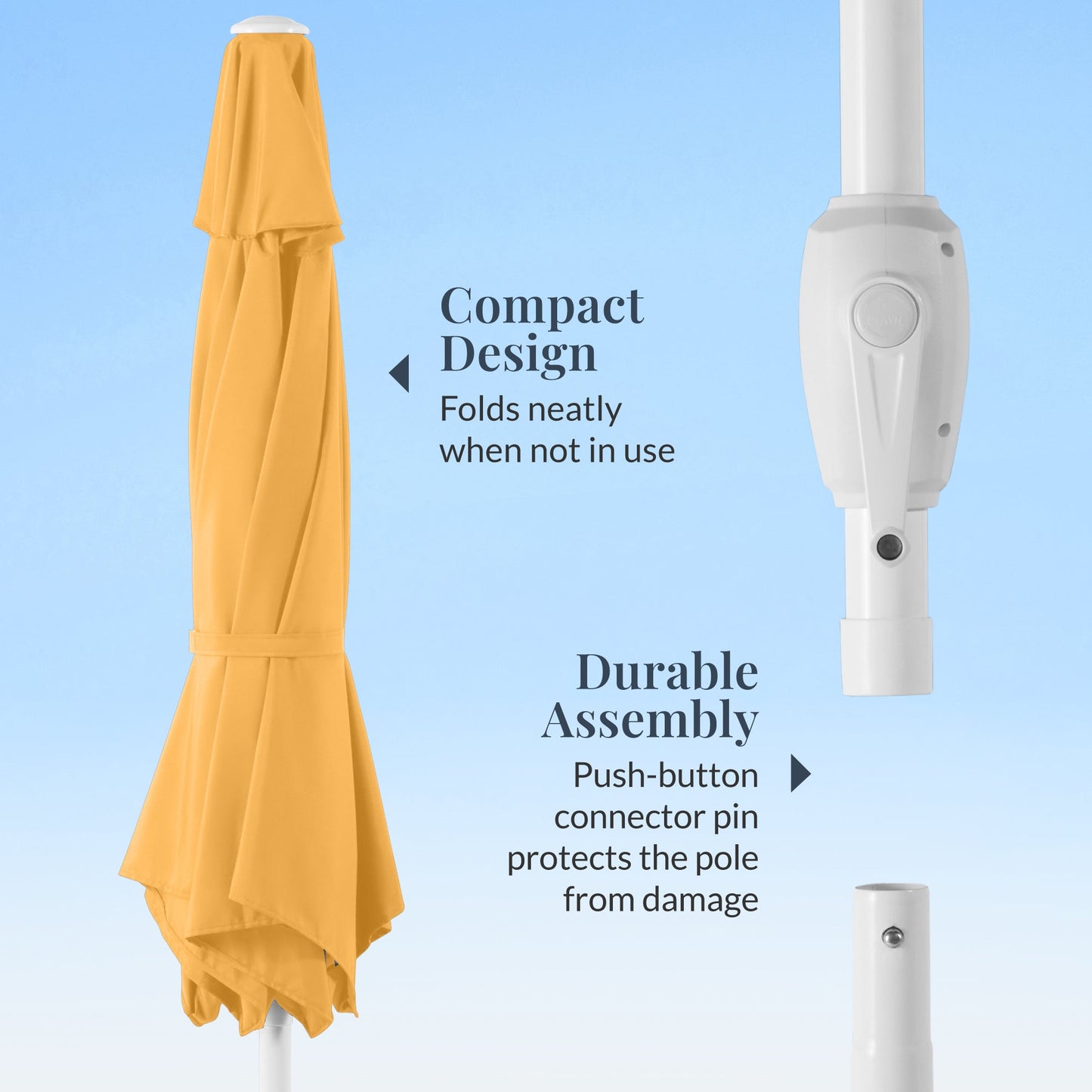 7.5ft Patio Market Umbrella with White Pole, Push Button Tilt and Crank Lift