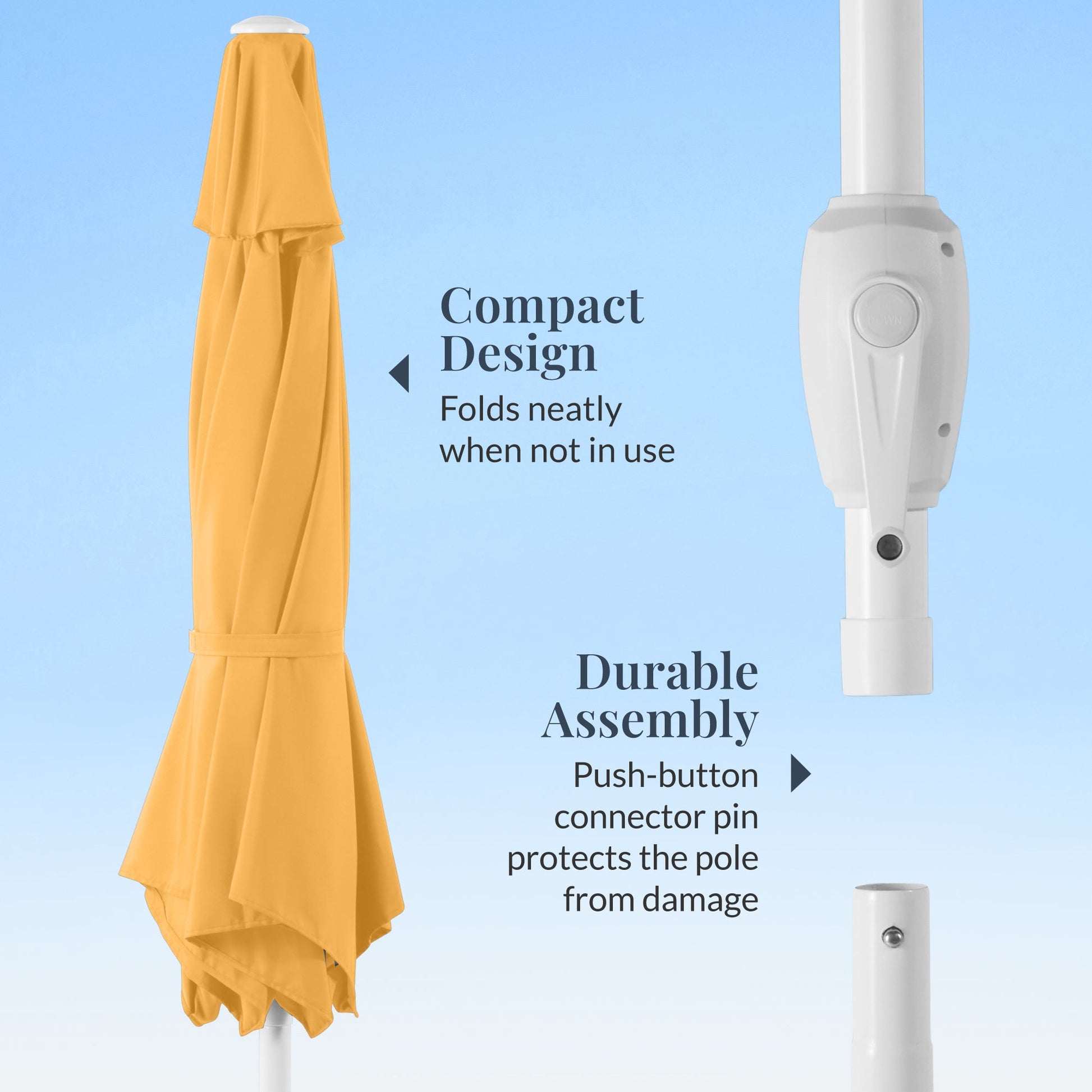7.5ft Patio Market Umbrella with White Pole, Push Button Tilt and Crank Lift