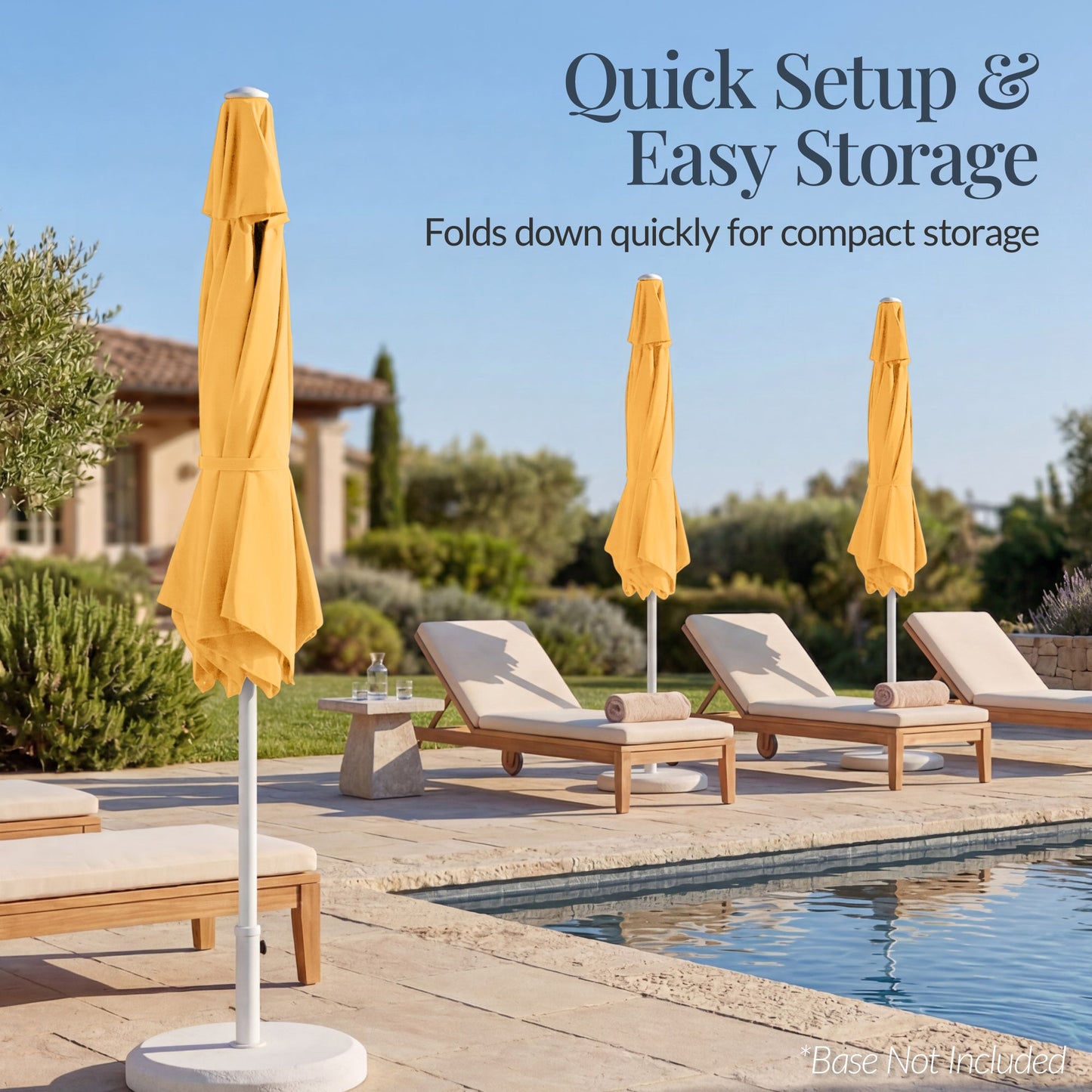7.5ft Patio Market Umbrella with White Pole, Push Button Tilt and Crank Lift