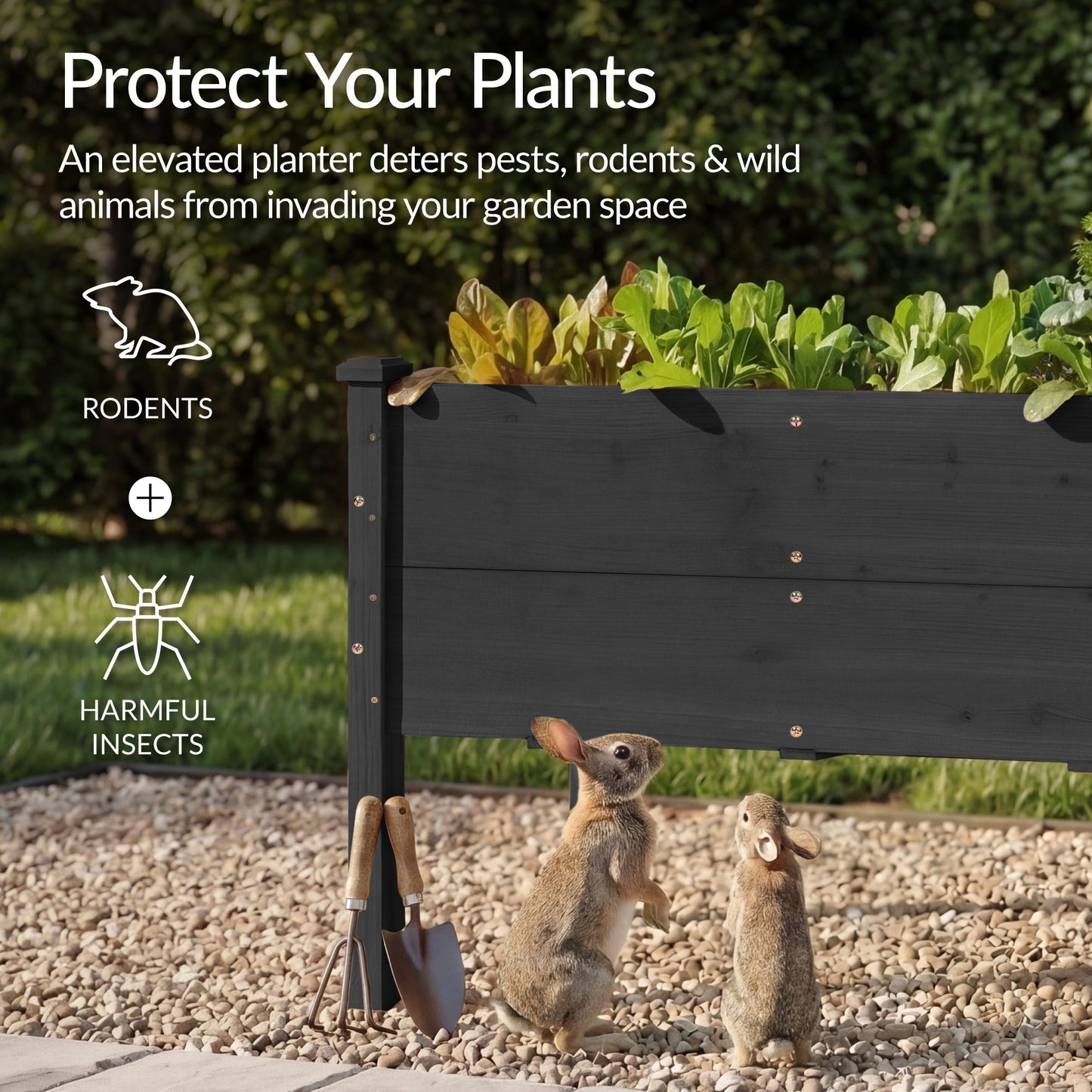 48" x 24" x 30" Raised Wooden Garden Bed w/16" Depth, Elevated Wood Planter