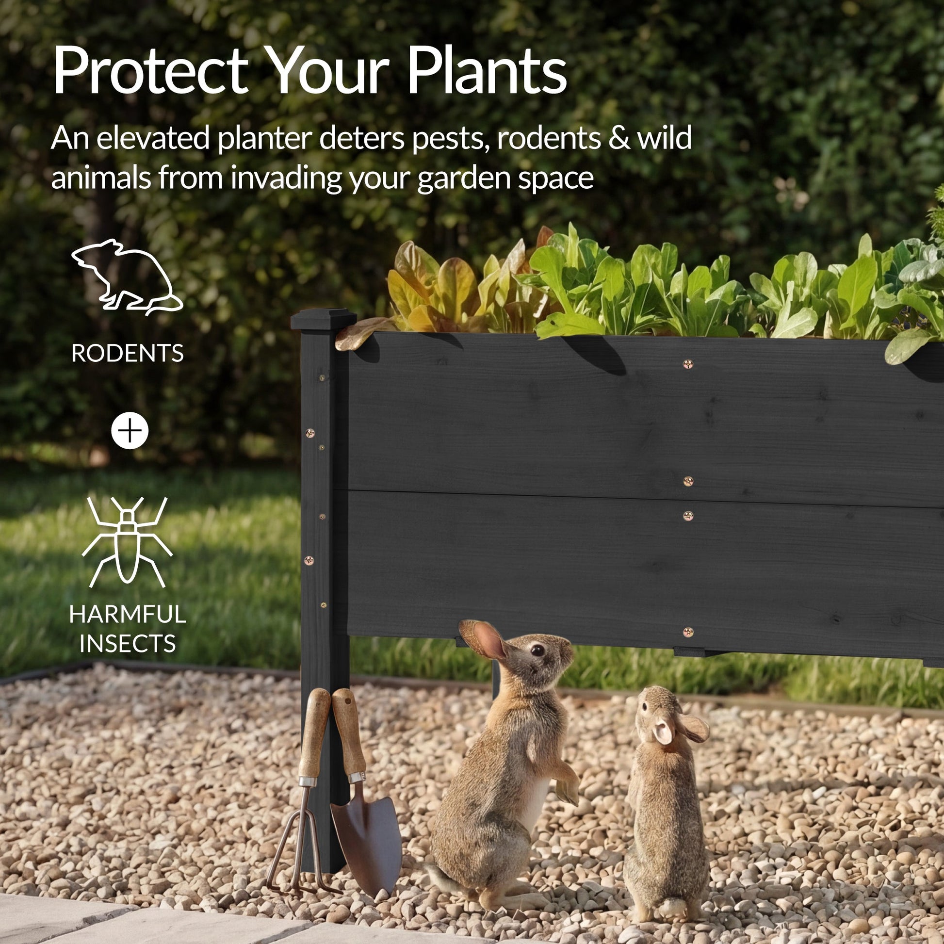 48" x 24" x 30" Raised Wooden Garden Bed w/16" Depth, Elevated Wood Planter