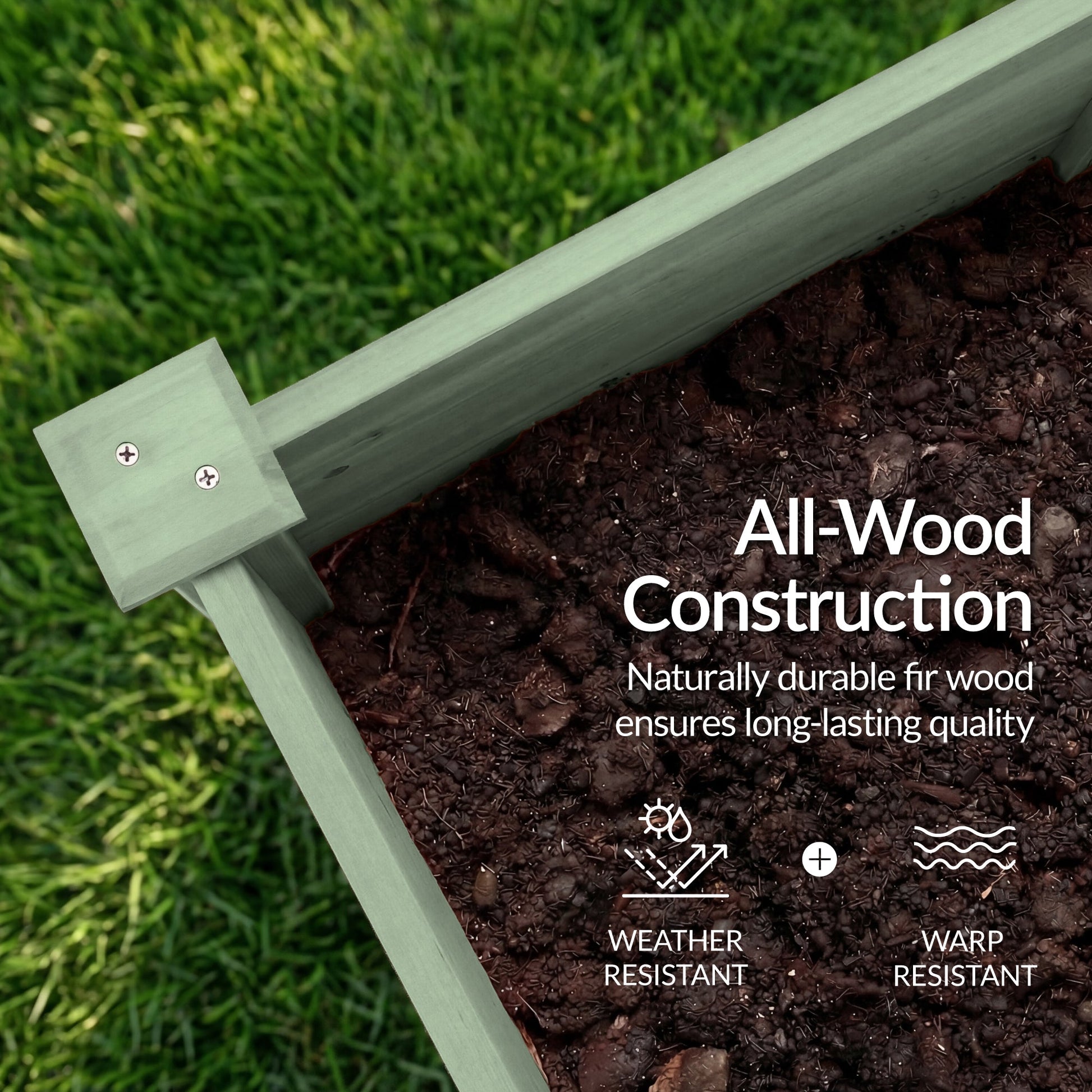48" x 24" x 30" Raised Wooden Garden Bed w/16" Depth, Elevated Wood Planter
