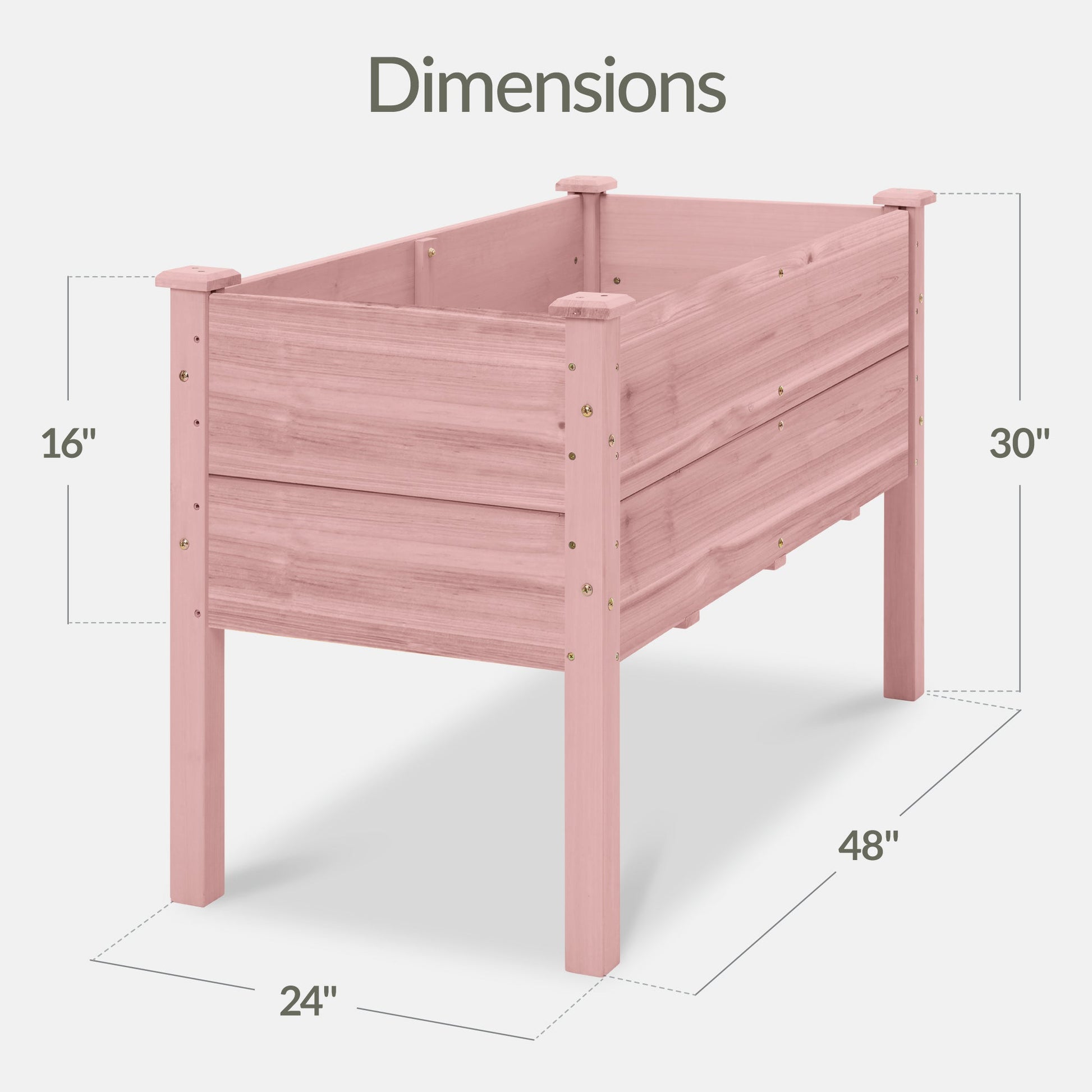 48" x 24" x 30" Raised Wooden Garden Bed w/16" Depth, Elevated Wood Planter