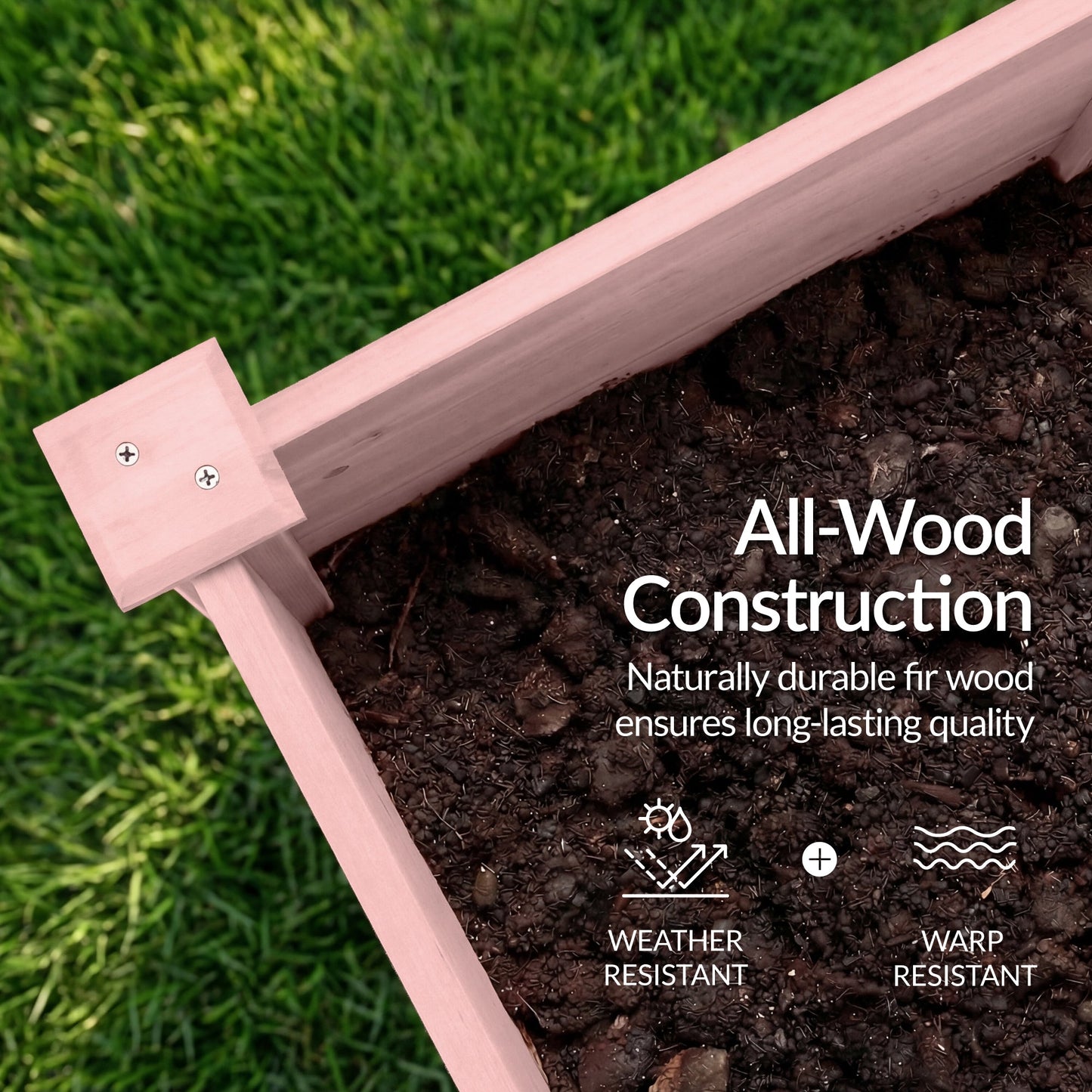 48" x 24" x 30" Raised Wooden Garden Bed w/16" Depth, Elevated Wood Planter