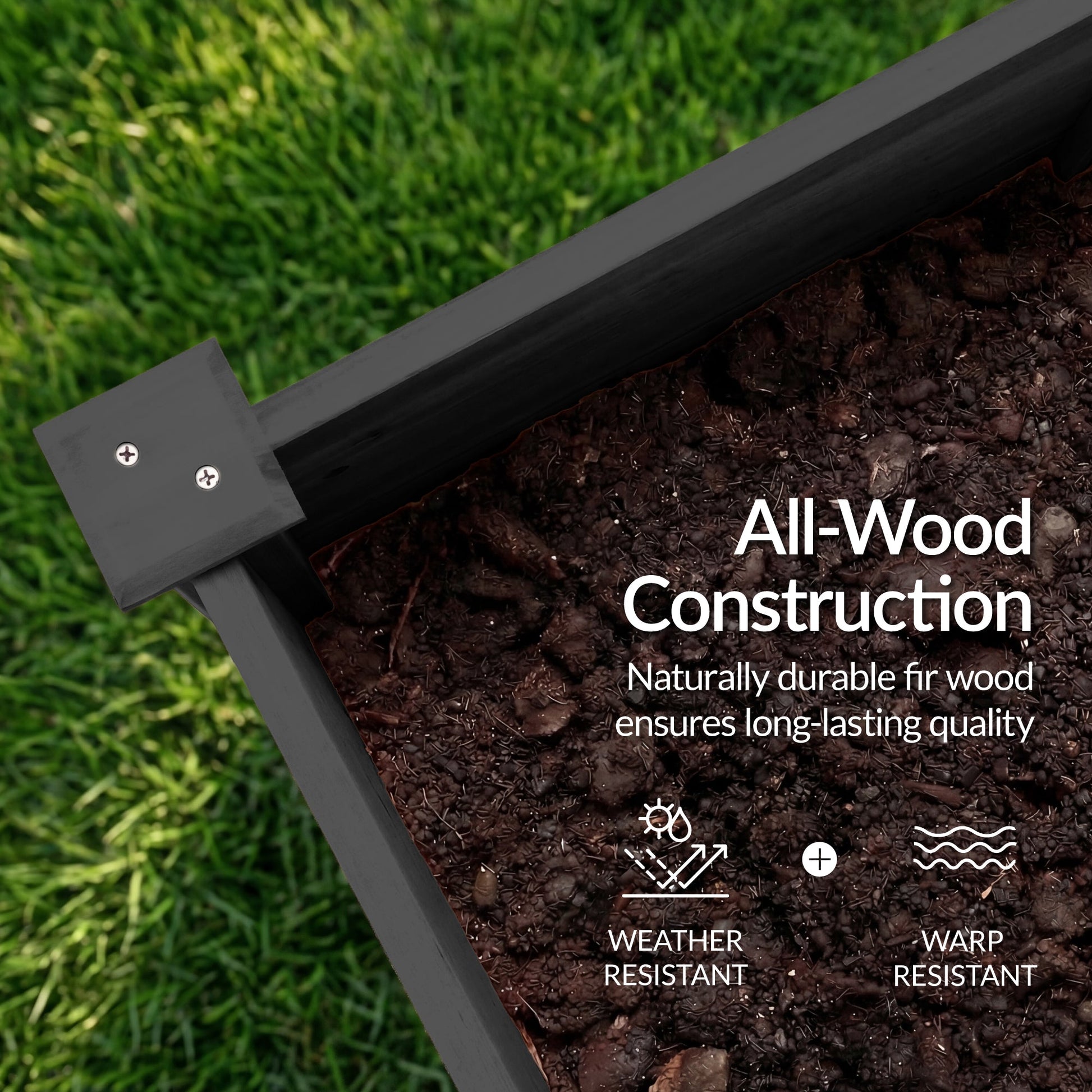 72" x 24" x 30" Raised Wooden Garden Bed w/16" Depth, Elevated Wood Planter