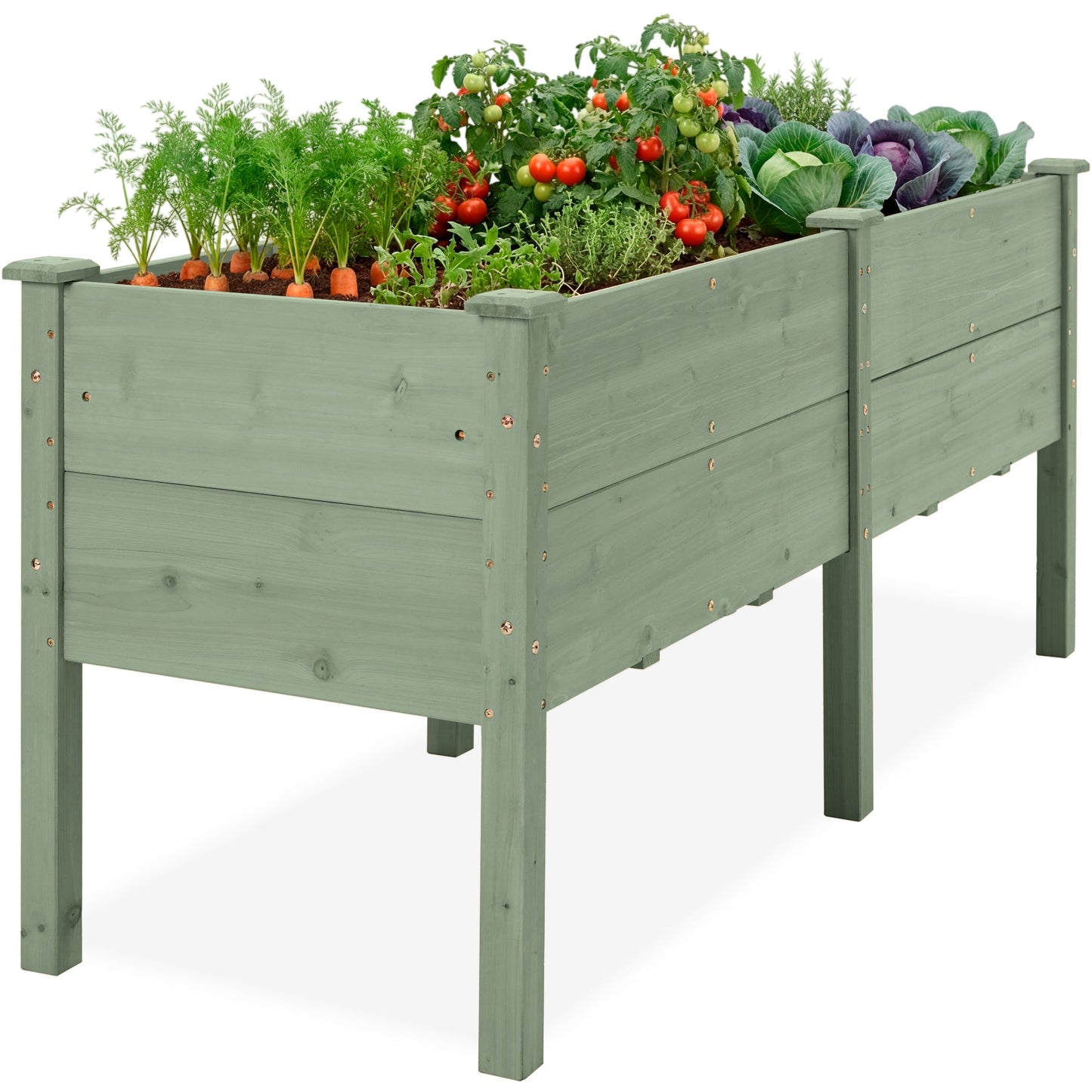 72" x 24" x 30" Raised Wooden Garden Bed w/16" Depth, Elevated Wood Planter