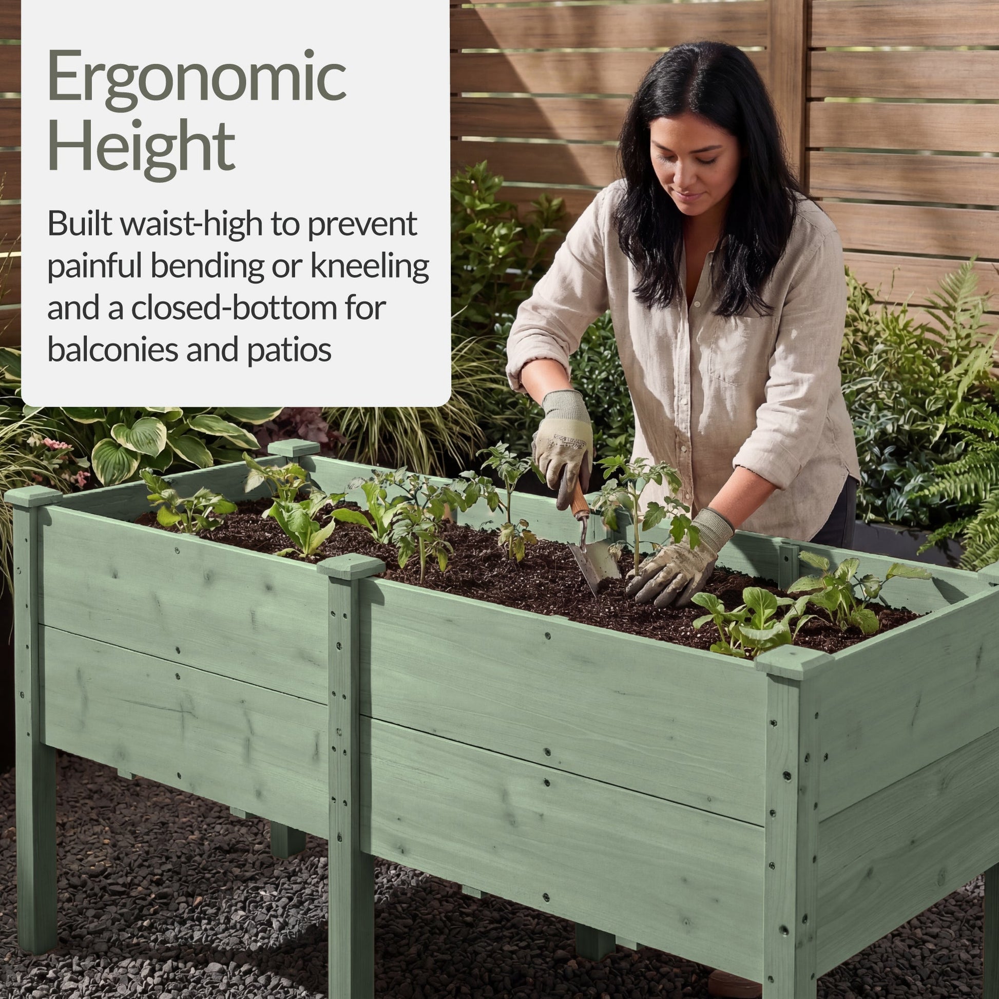 72" x 24" x 30" Raised Wooden Garden Bed w/16" Depth, Elevated Wood Planter