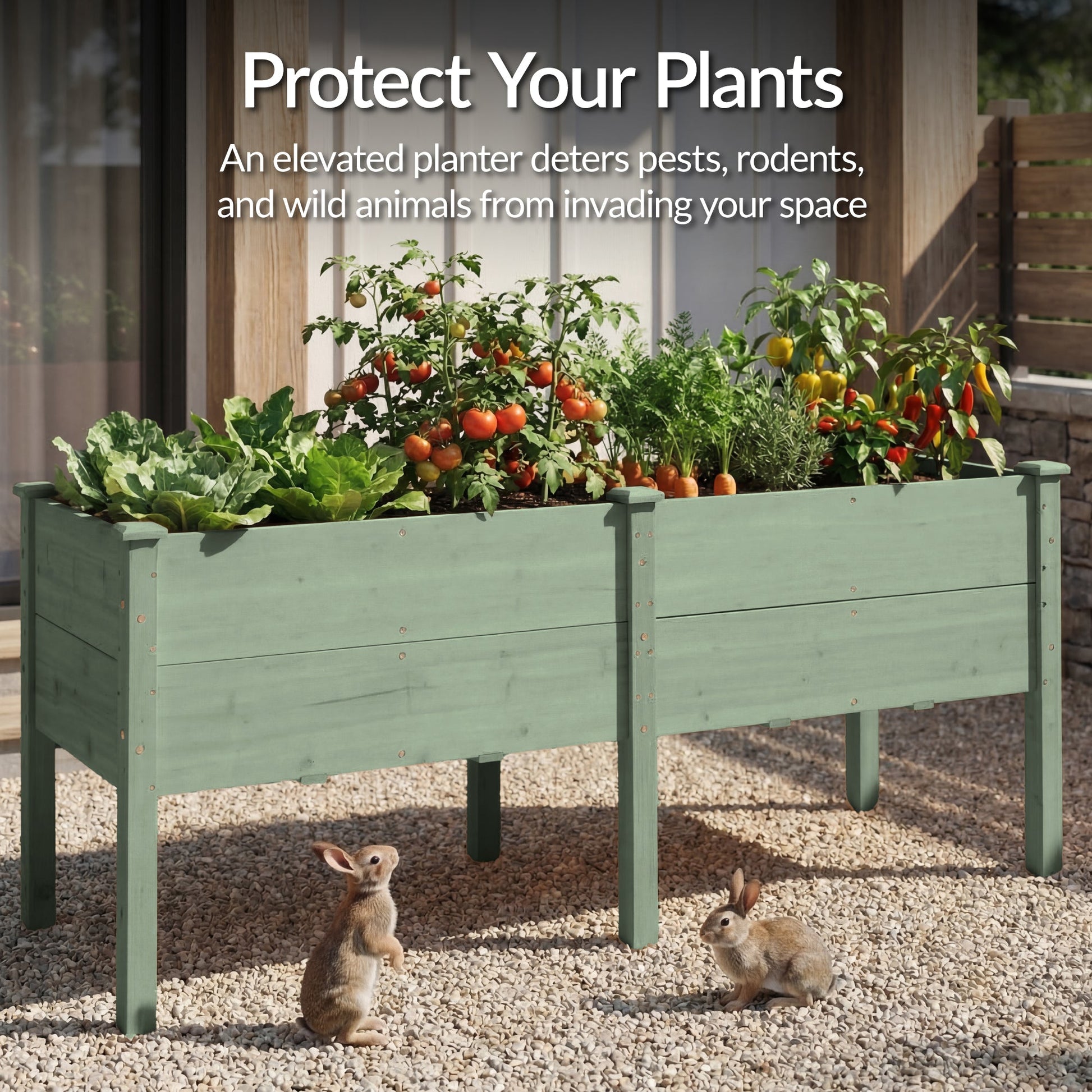 72" x 24" x 30" Raised Wooden Garden Bed w/16" Depth, Elevated Wood Planter