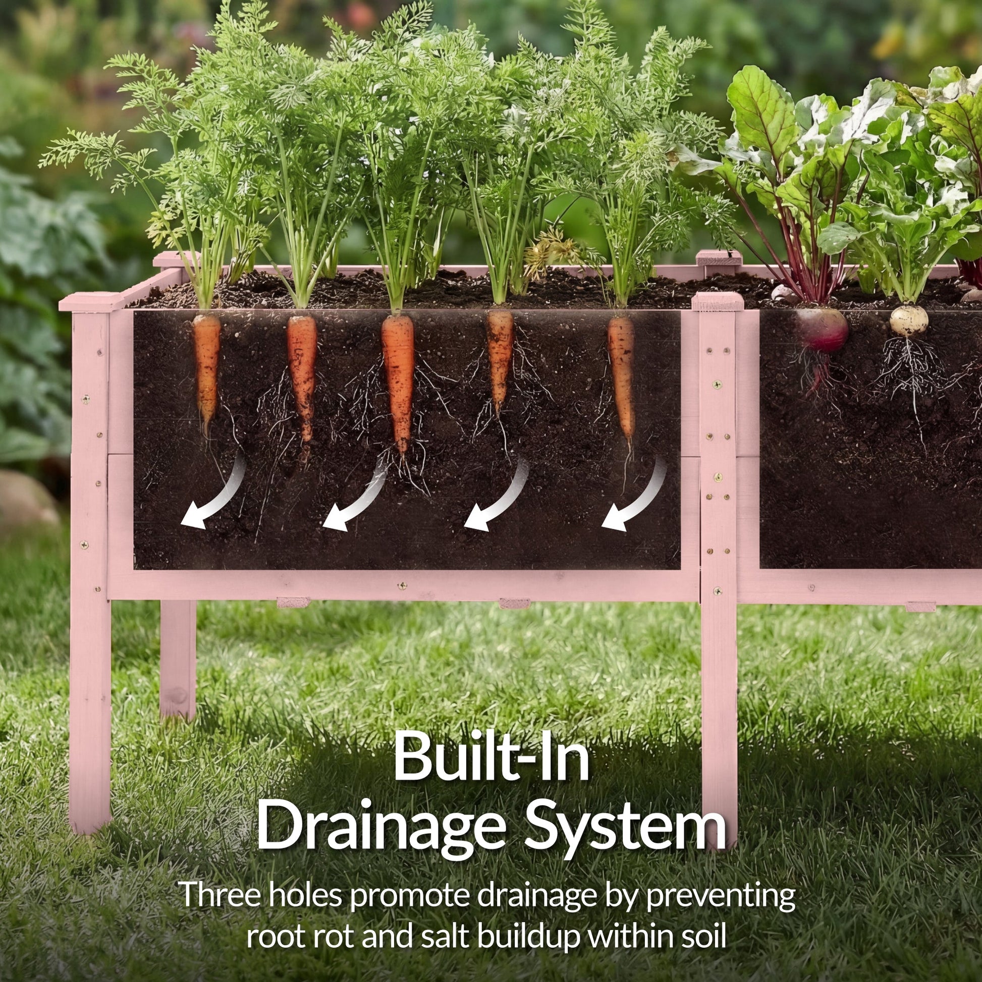 72" x 24" x 30" Raised Wooden Garden Bed w/16" Depth, Elevated Wood Planter