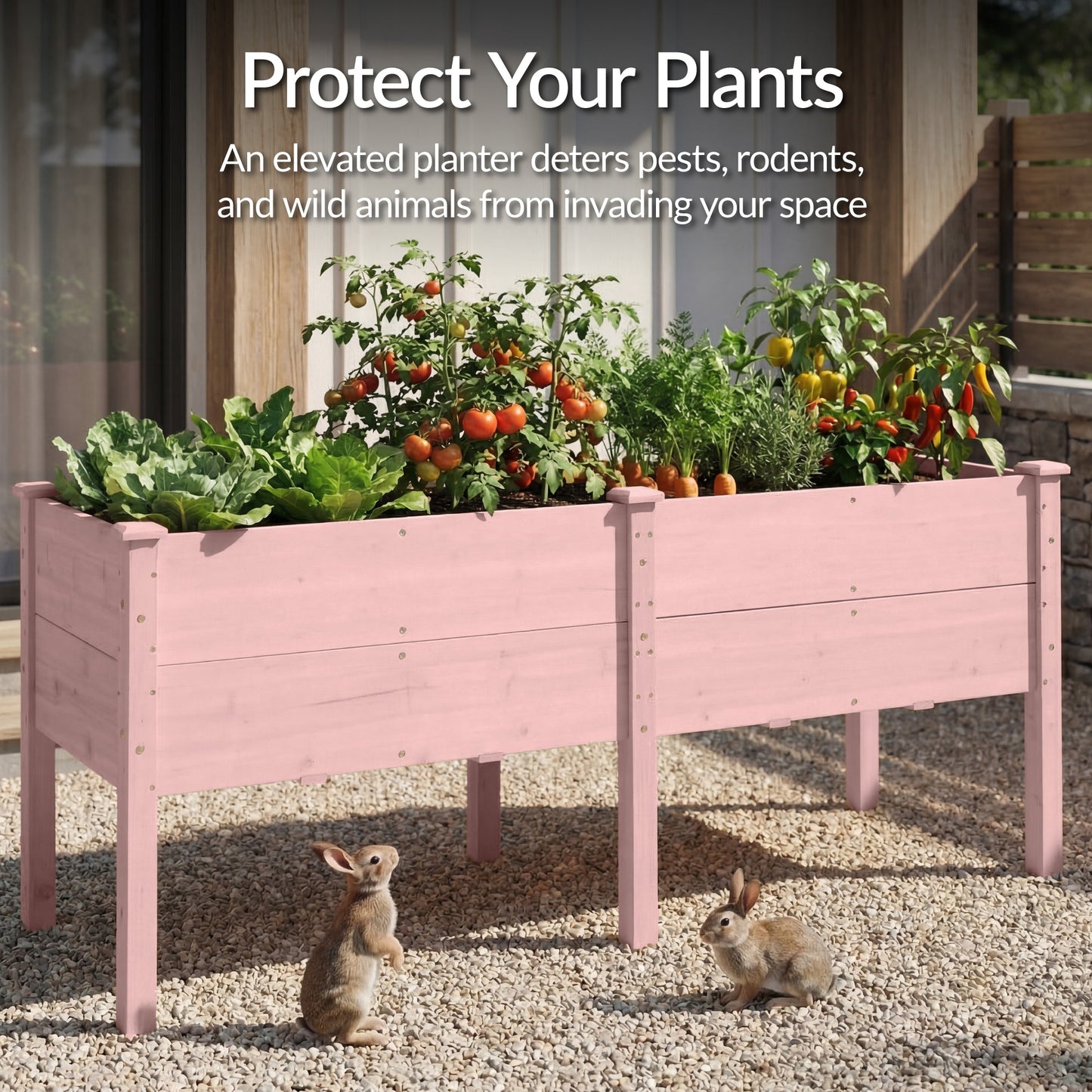 72" x 24" x 30" Raised Wooden Garden Bed w/16" Depth, Elevated Wood Planter