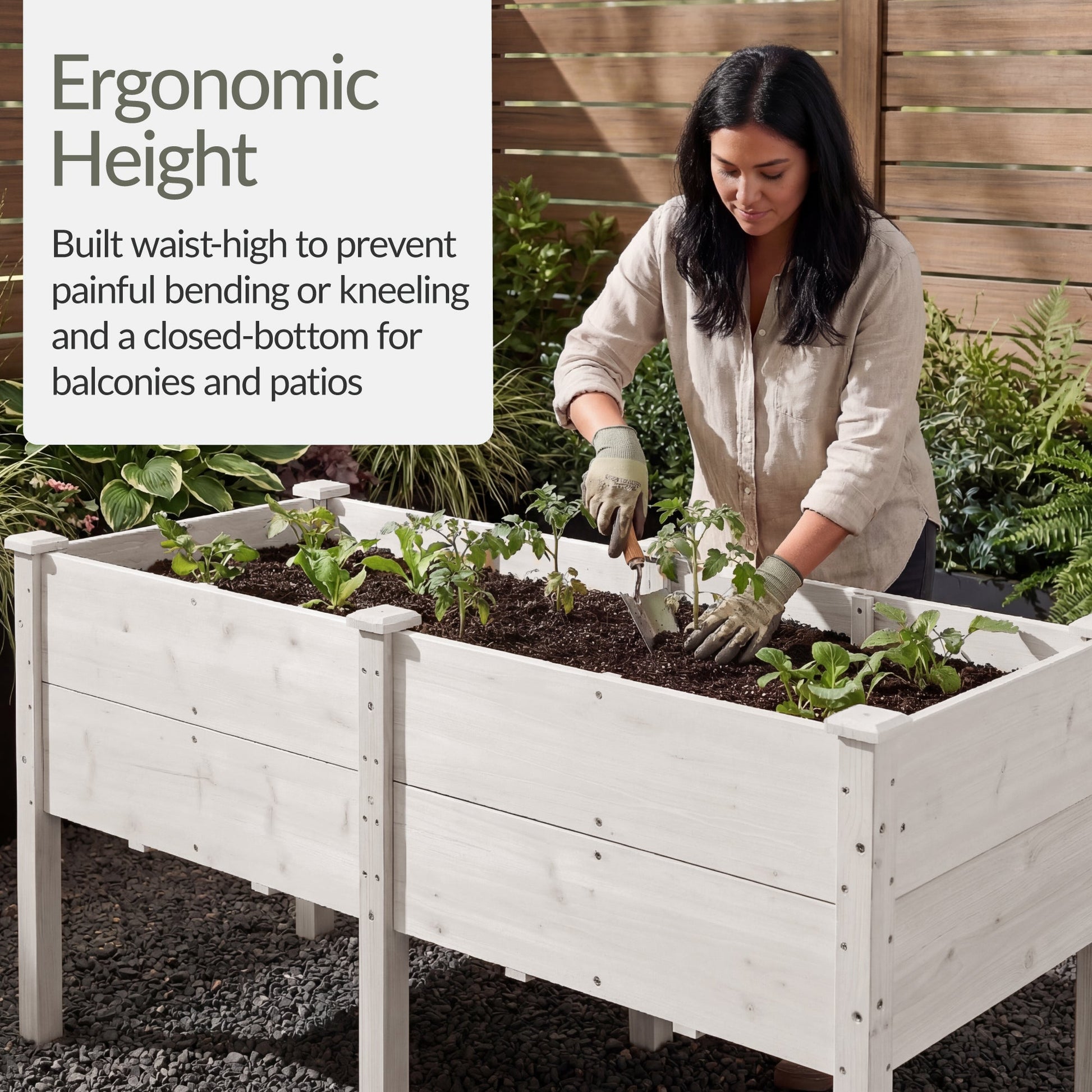 72" x 24" x 30" Raised Wooden Garden Bed w/16" Depth, Elevated Wood Planter