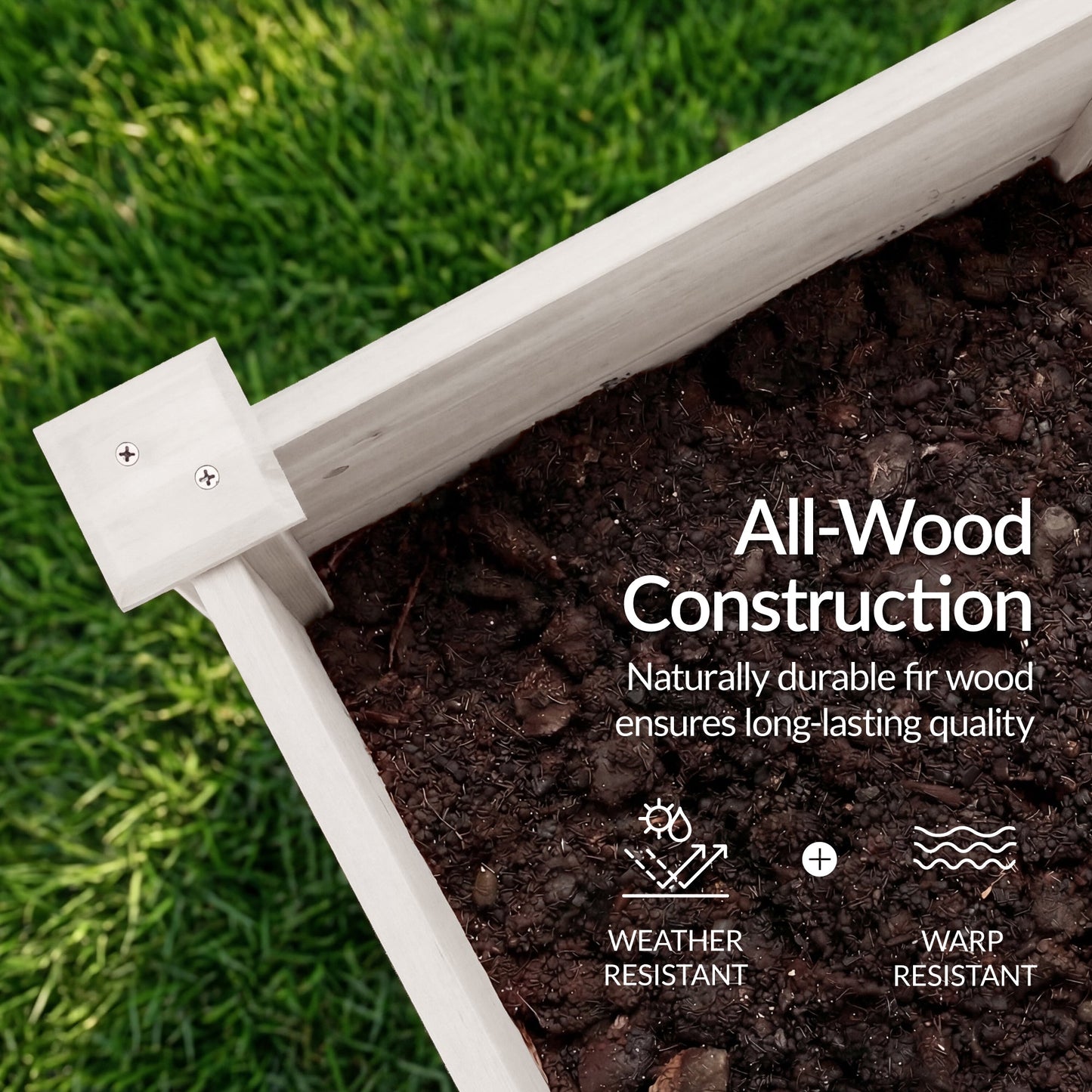 72" x 24" x 30" Raised Wooden Garden Bed w/16" Depth, Elevated Wood Planter