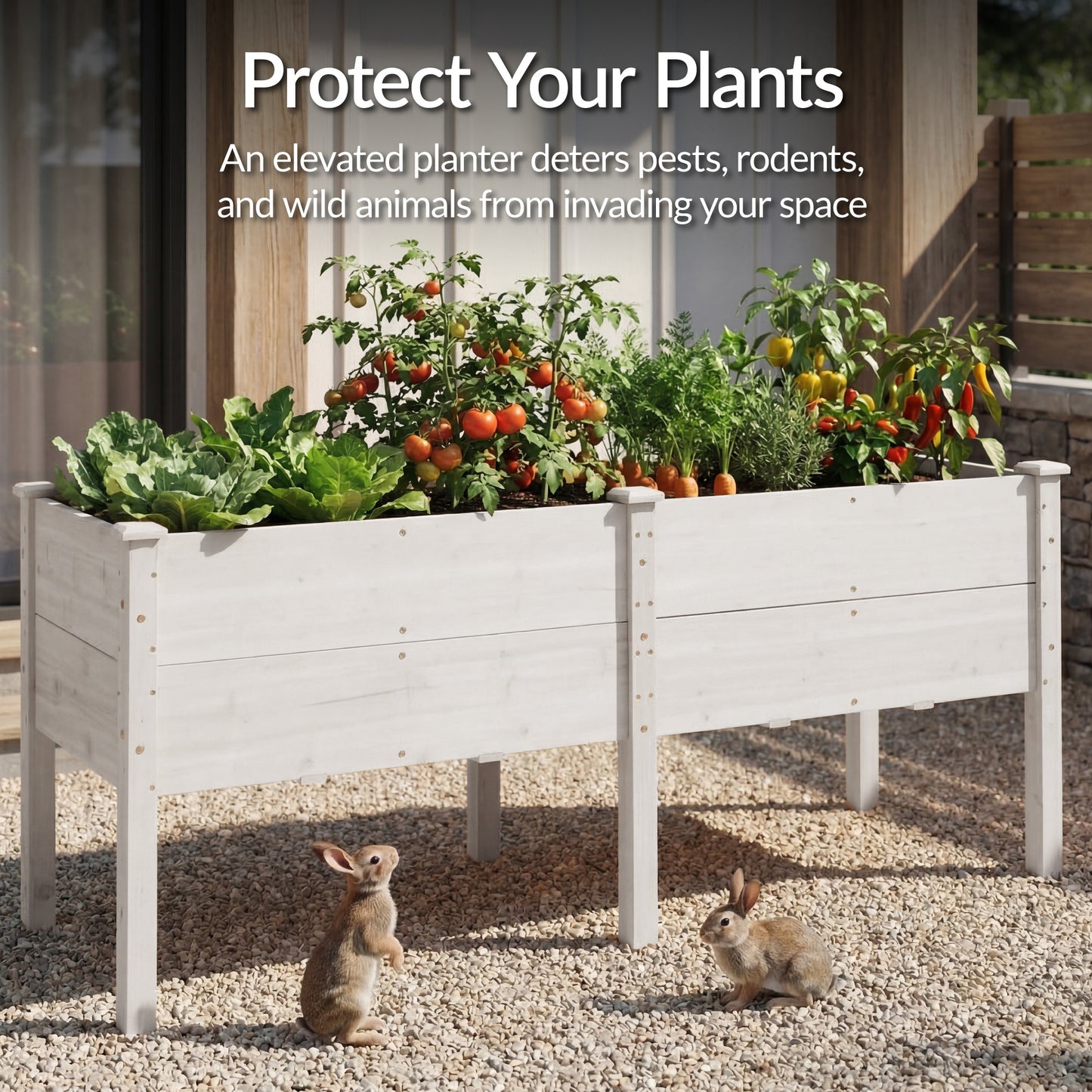 72" x 24" x 30" Raised Wooden Garden Bed w/16" Depth, Elevated Wood Planter