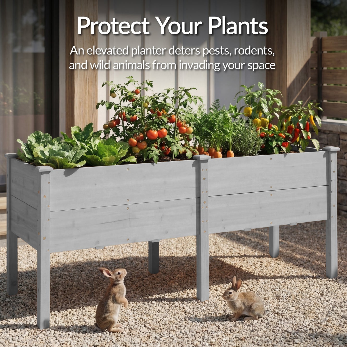 72" x 24" x 30" Raised Wooden Garden Bed w/16" Depth, Elevated Wood Planter