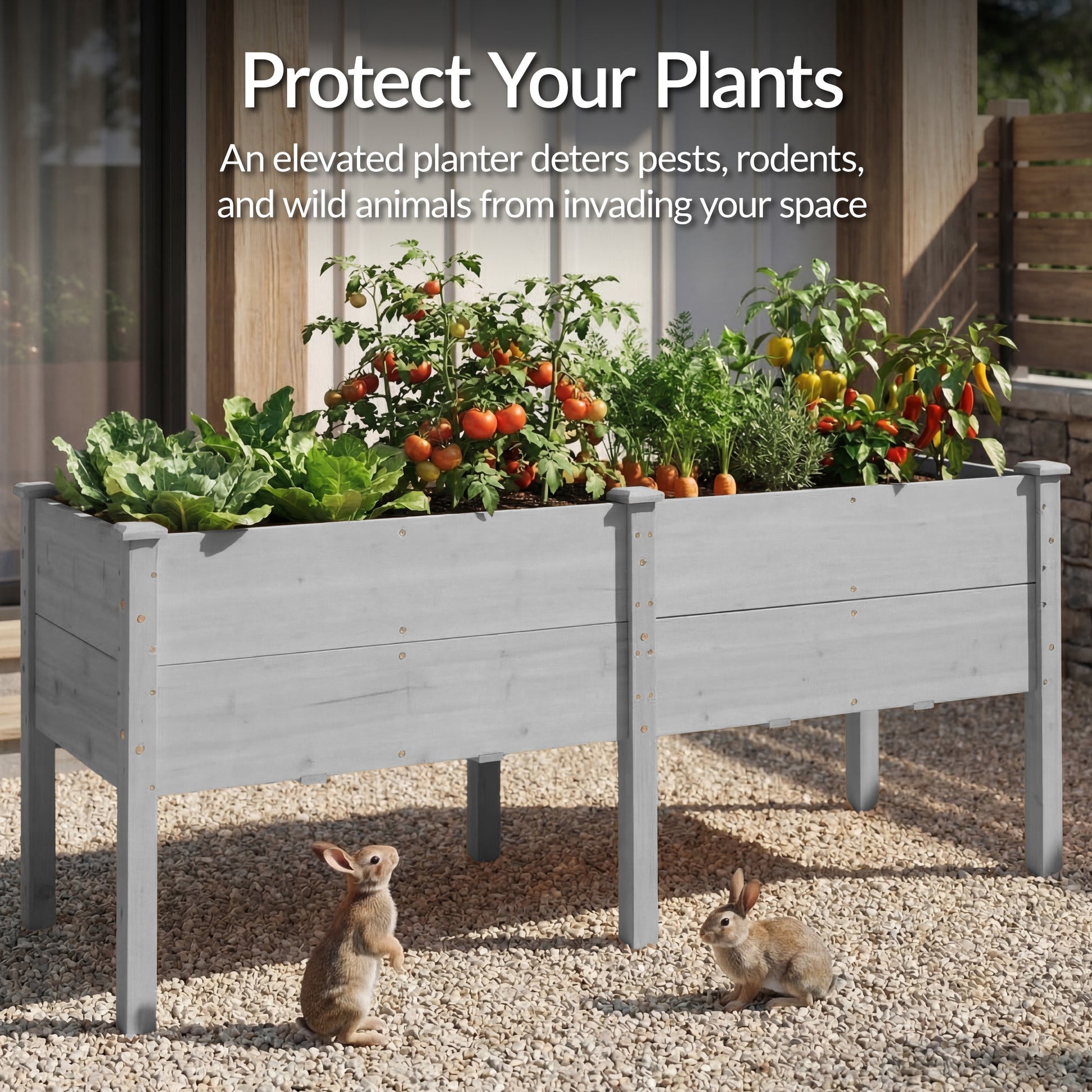 72" x 24" x 30" Raised Wooden Garden Bed w/16" Depth, Elevated Wood Planter