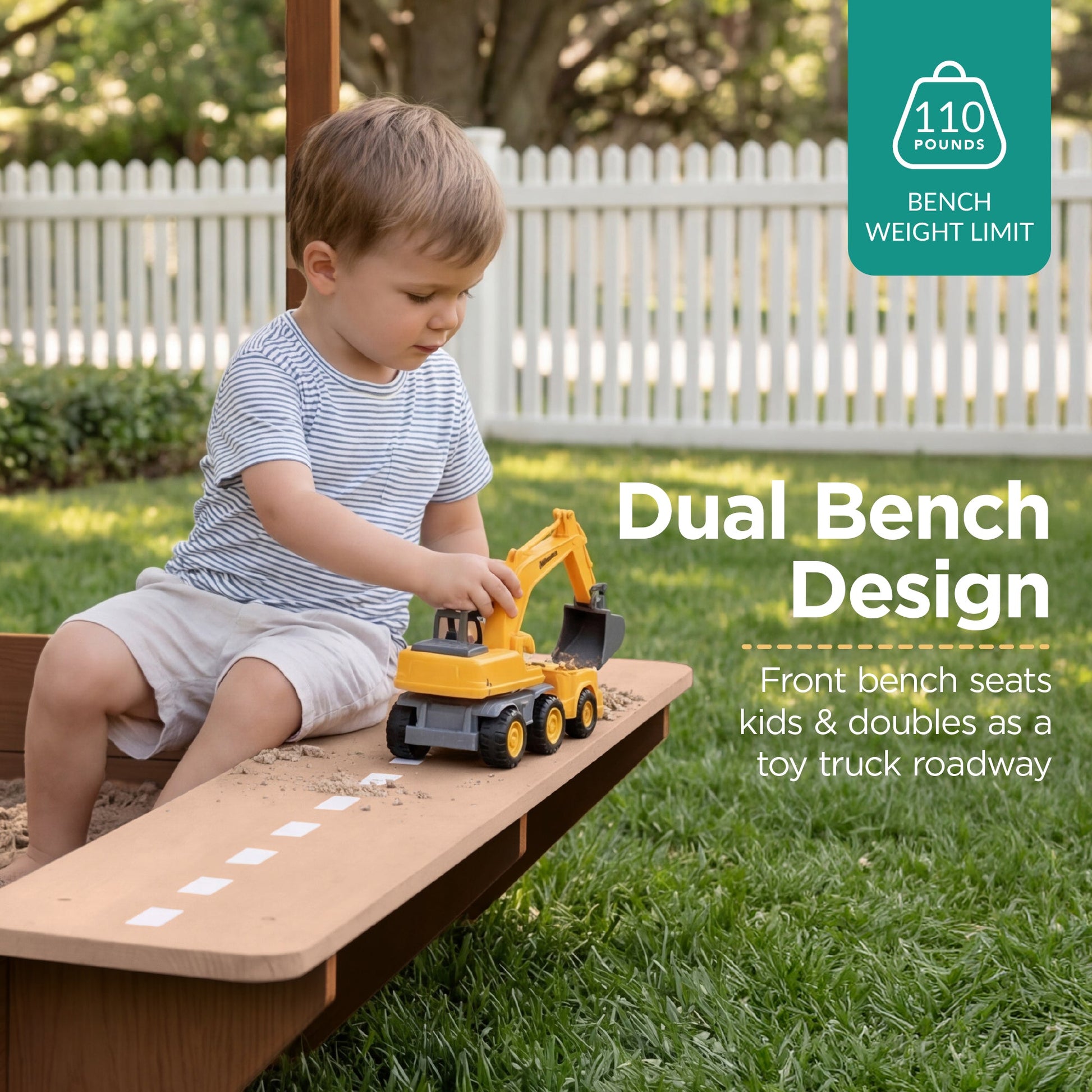 Deluxe Wooden Sandbox with Canopy & Water Table for Kids