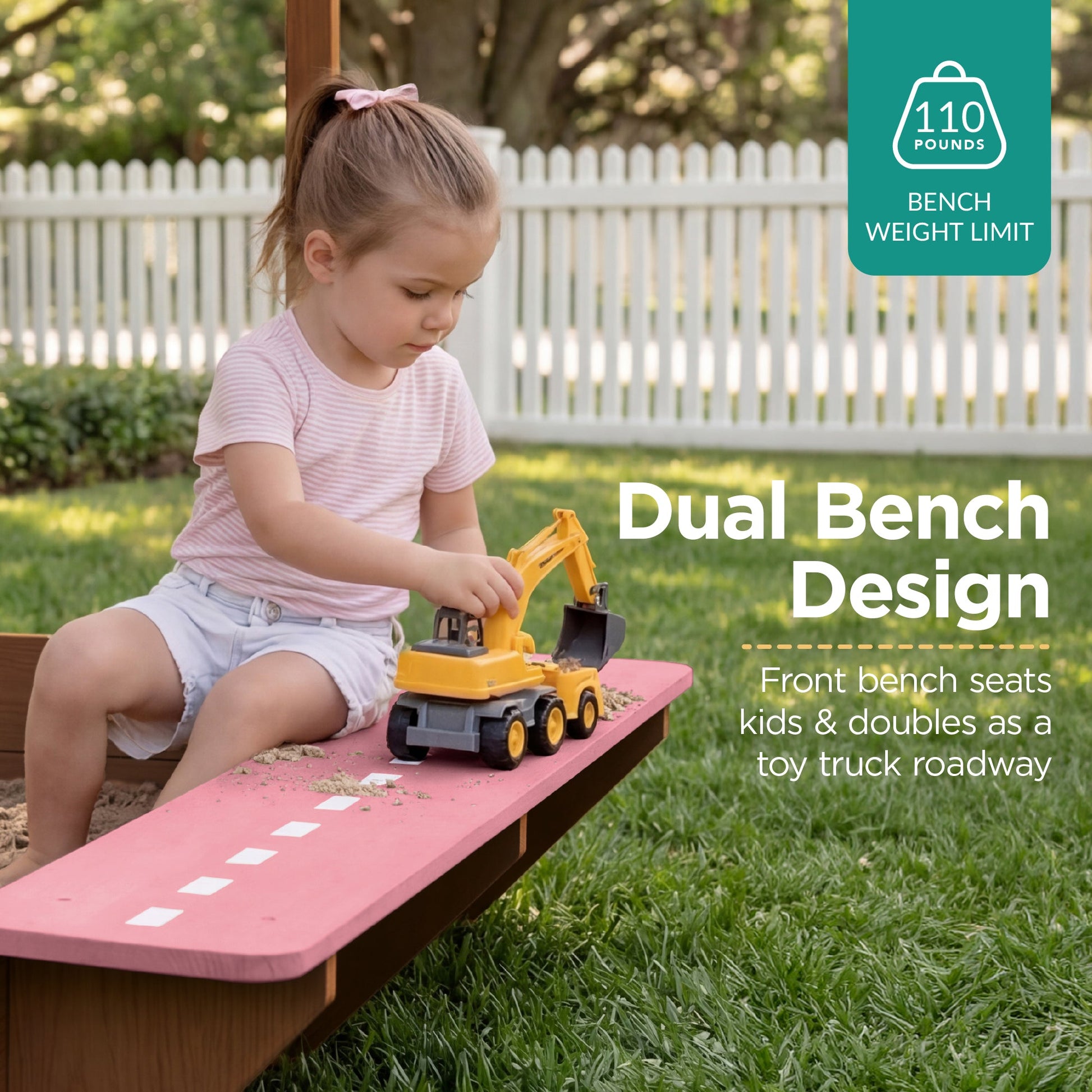 Deluxe Wooden Sandbox with Canopy & Water Table for Kids