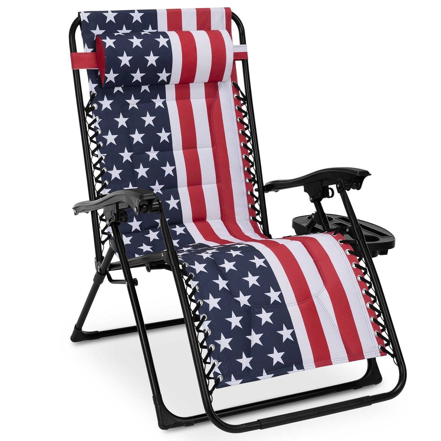 Oversized Padded Zero Gravity Chair, Folding Recliner w/ Headrest, Side Tray