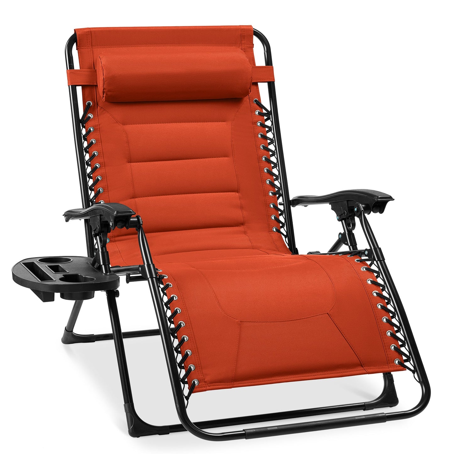 Oversized Padded Zero Gravity Chair, Folding Recliner w/ Headrest, Side Tray