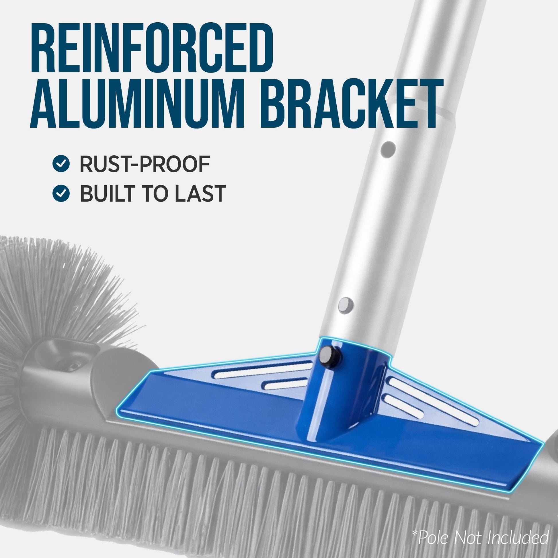 20" Heavy-Duty Pool Brush Head with Reinforced Aluminum Bracket
