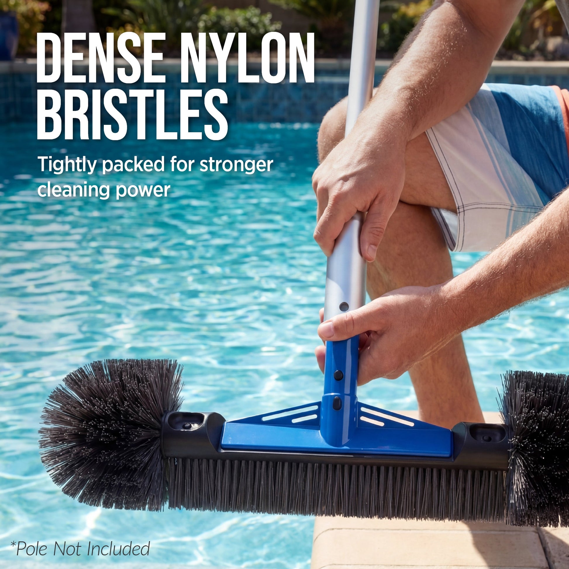 20" Heavy-Duty Pool Brush Head with Reinforced Aluminum Bracket