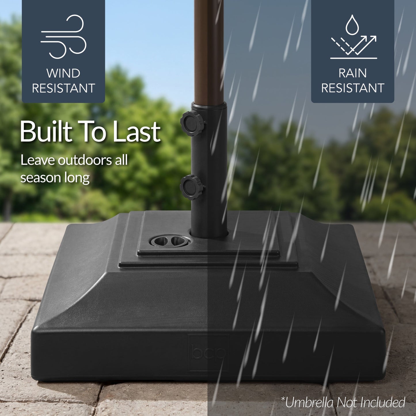 Plastic Patio Umbrella Base Pole Holder Accessory w/ Adjustable Knob