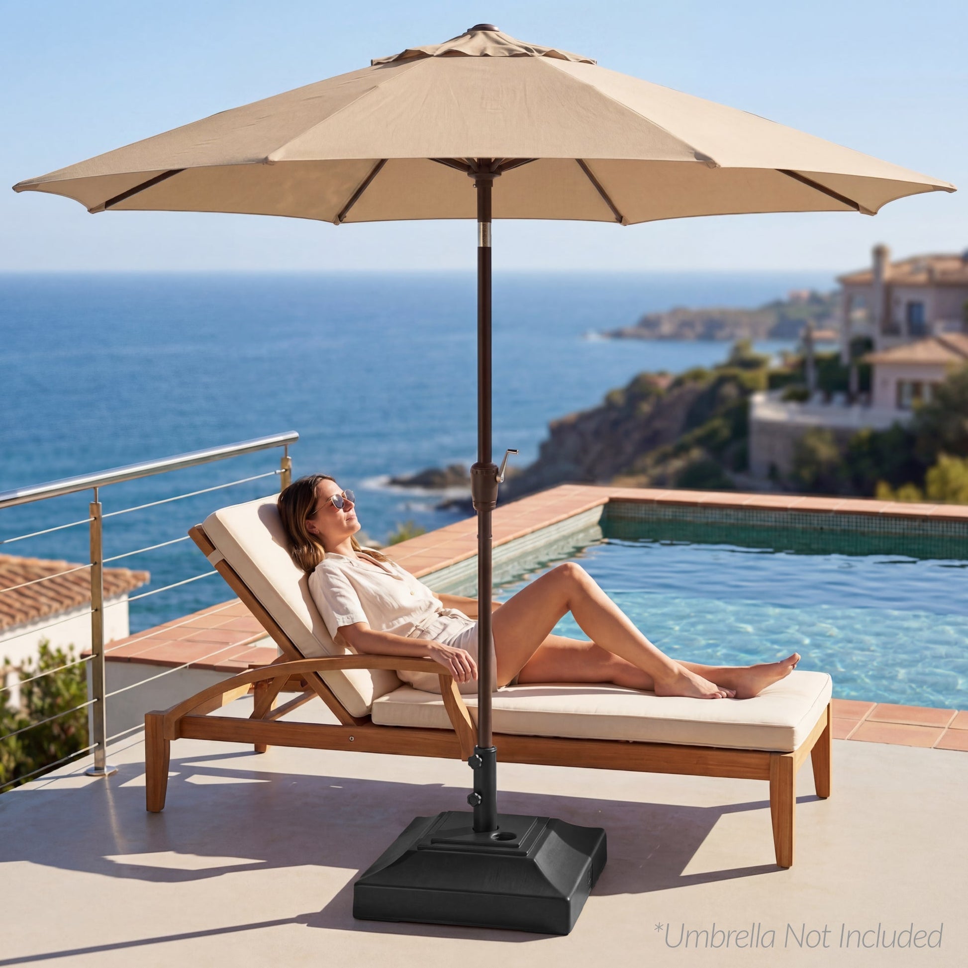 Plastic Patio Umbrella Base Pole Holder Accessory w/ Adjustable Knob