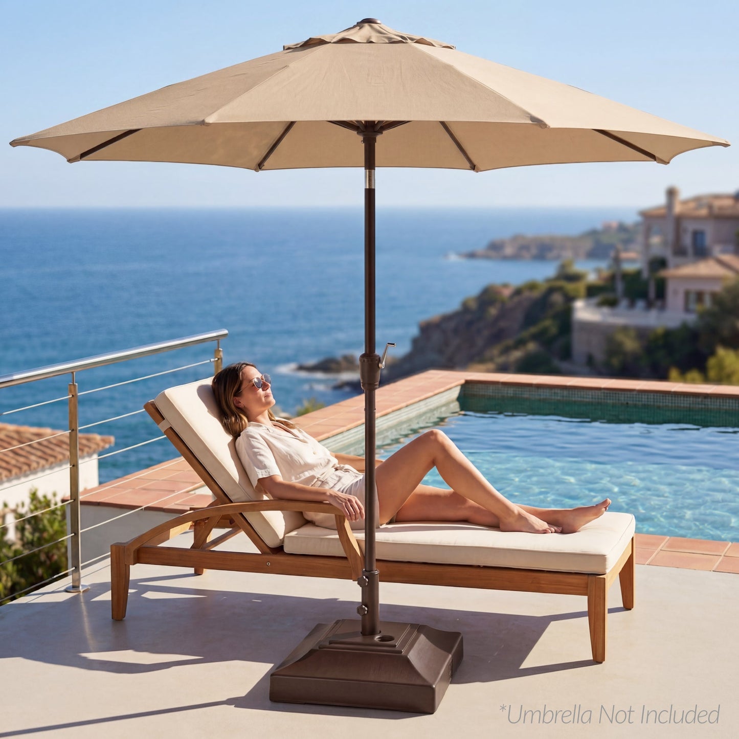 Plastic Patio Umbrella Base Pole Holder Accessory w/ Adjustable Knob