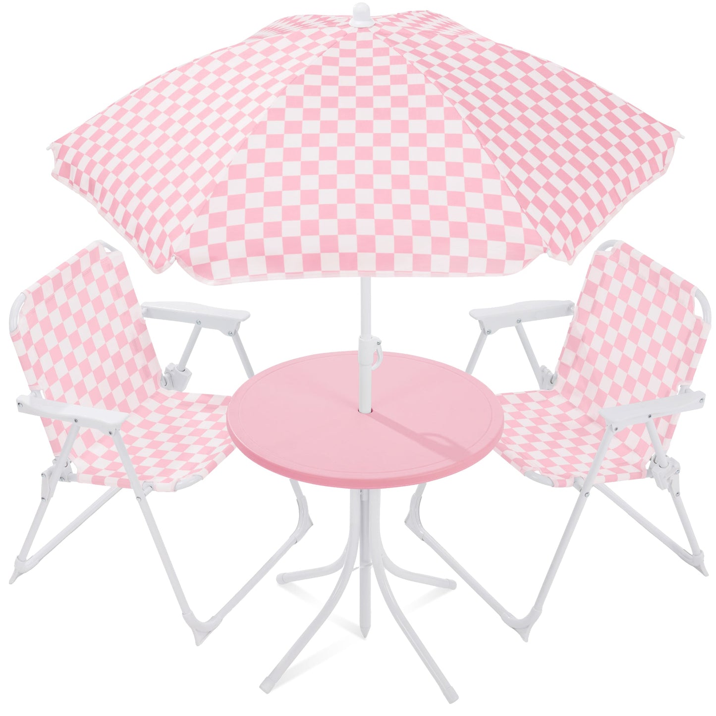 Kids Outdoor Table and Chair Set with Umbrella, Foldable Toddler Set