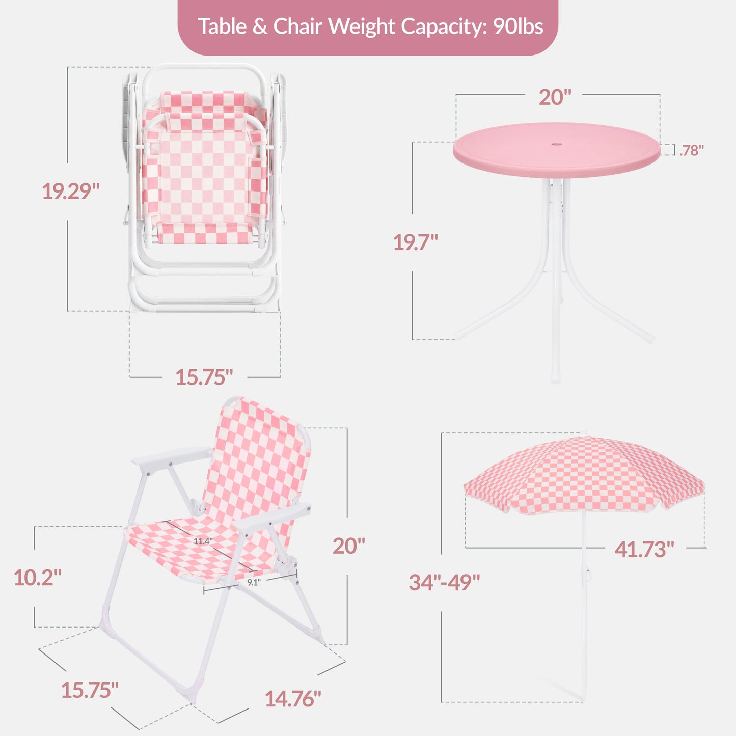 Kids Outdoor Table and Chair Set with Umbrella, Foldable Toddler Set