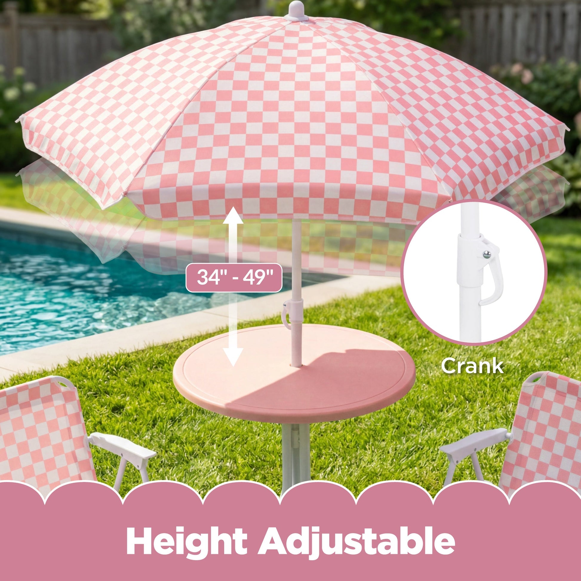 Kids Outdoor Table and Chair Set with Umbrella, Foldable Toddler Set