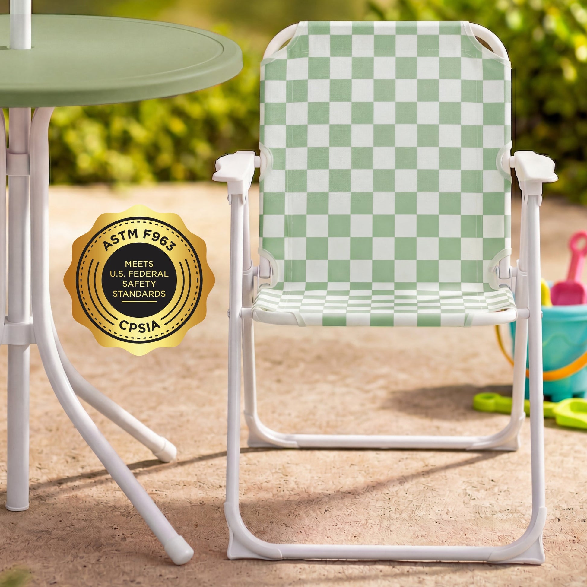 Kids Outdoor Table and Chair Set with Umbrella, Foldable Toddler Set