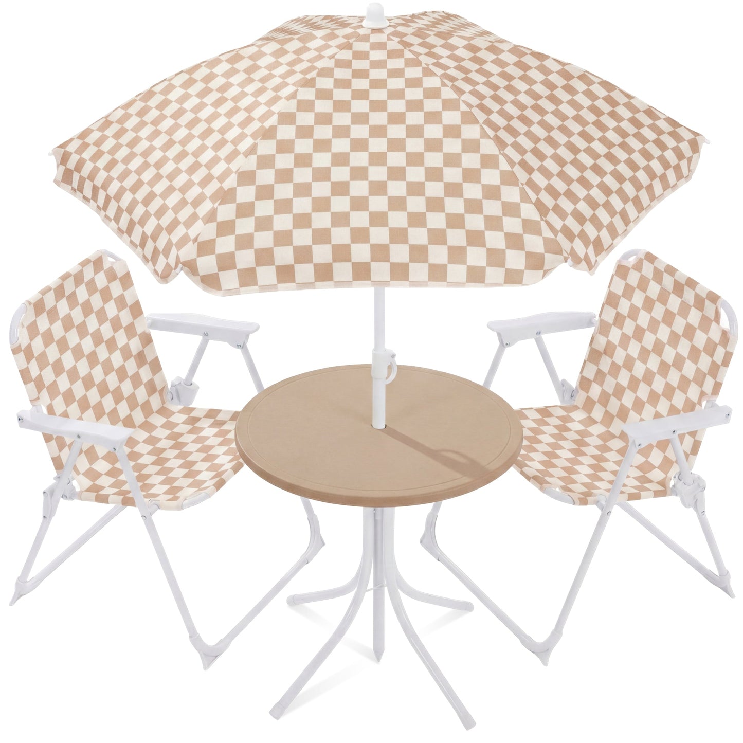 Kids Outdoor Table and Chair Set with Umbrella, Foldable Toddler Set