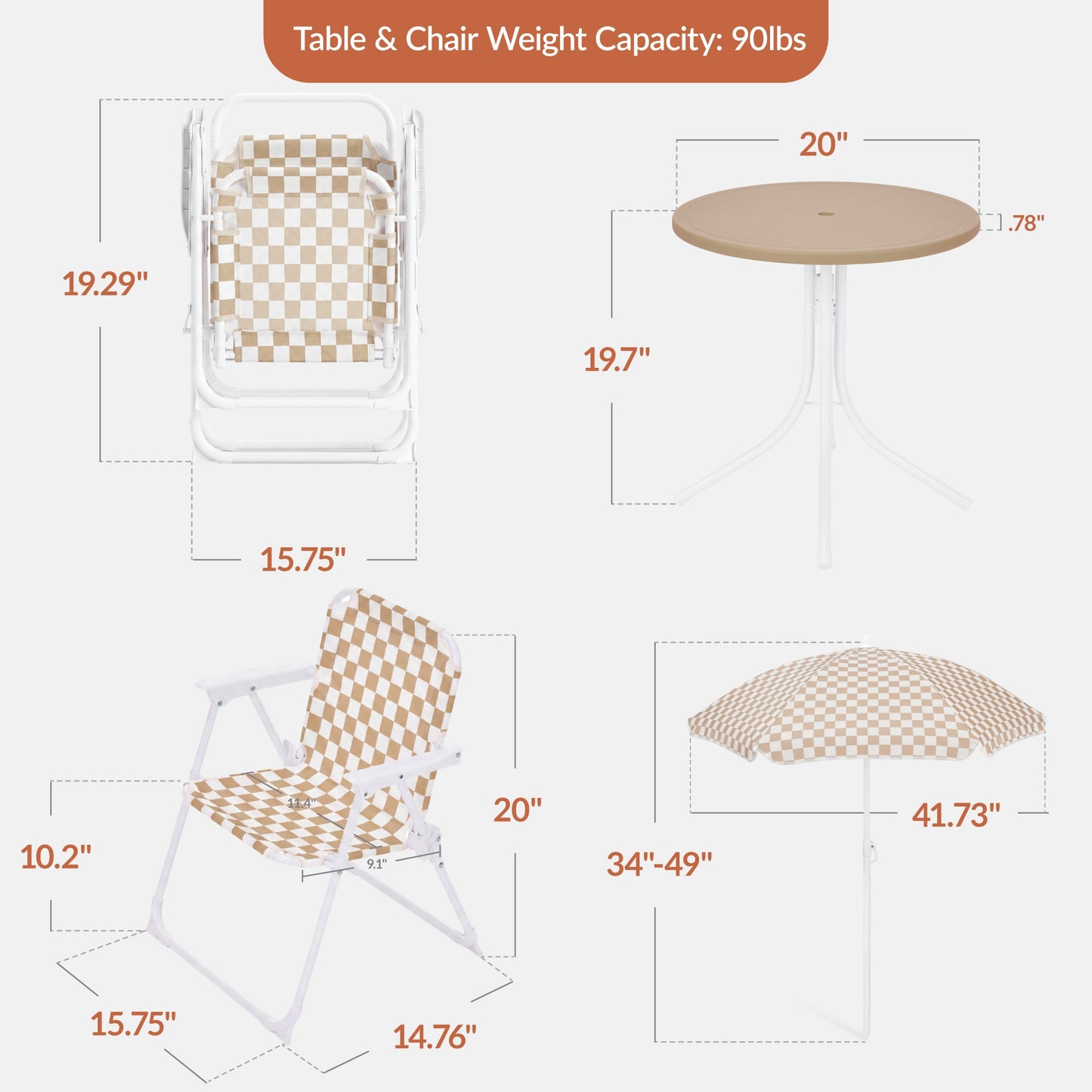 Kids Outdoor Table and Chair Set with Umbrella, Foldable Toddler Set