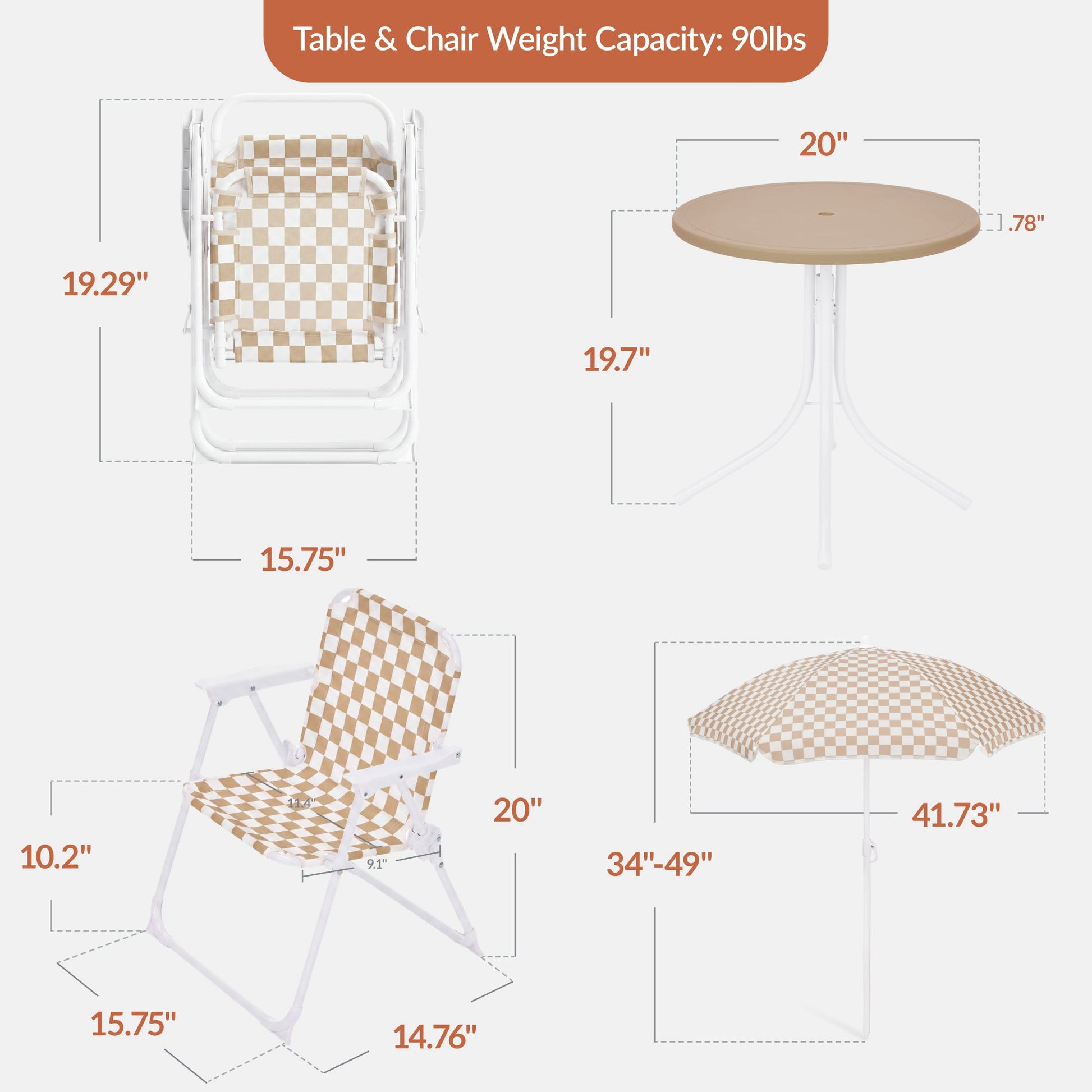 Kids Outdoor Table and Chair Set with Umbrella, Foldable Toddler Set