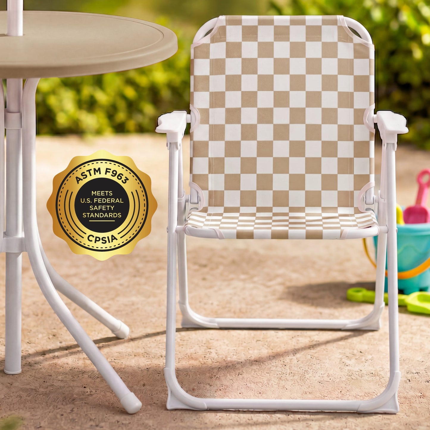 Kids Outdoor Table and Chair Set with Umbrella, Foldable Toddler Set