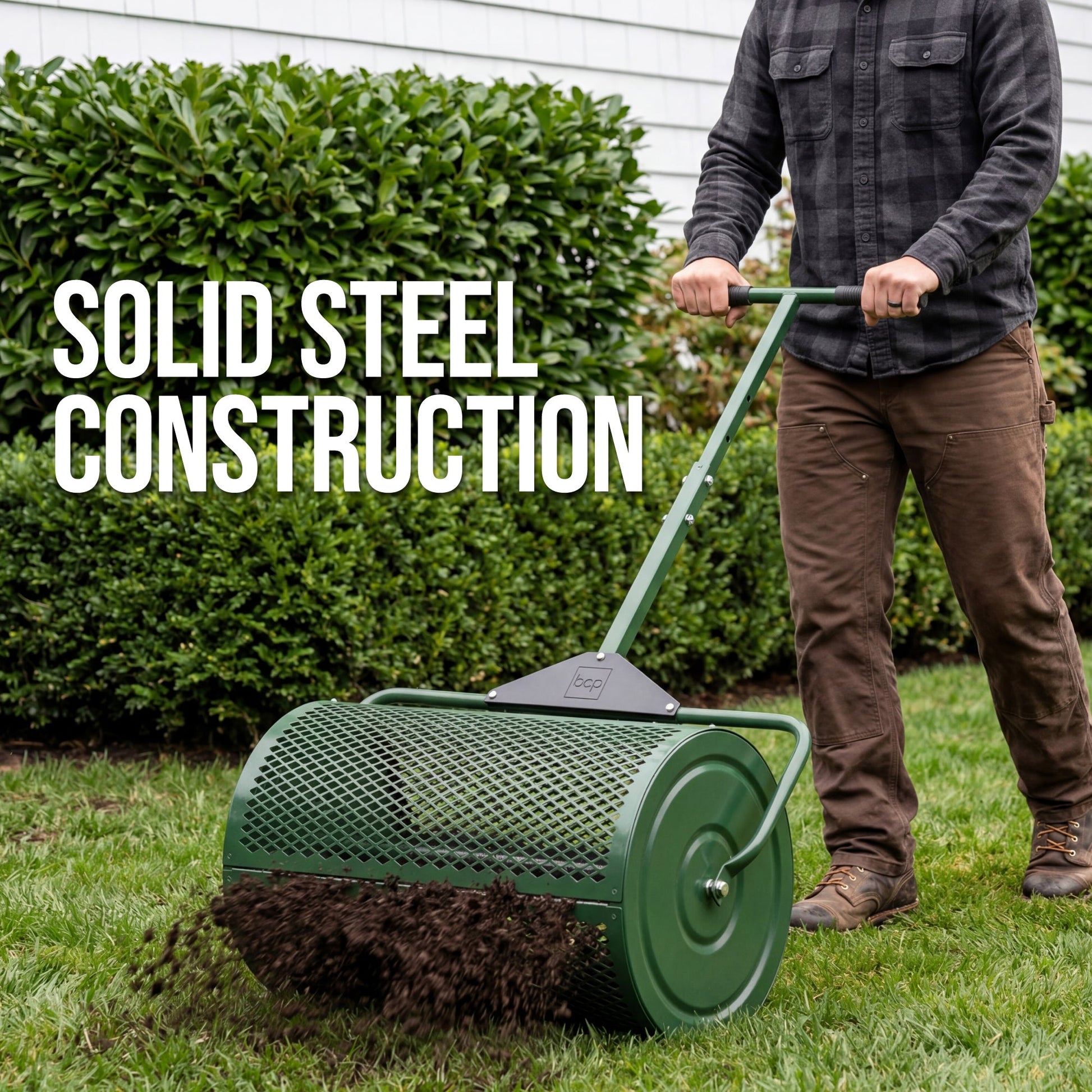 24" Compost Spreader, Steel Lawn & Peat Moss Topdresser