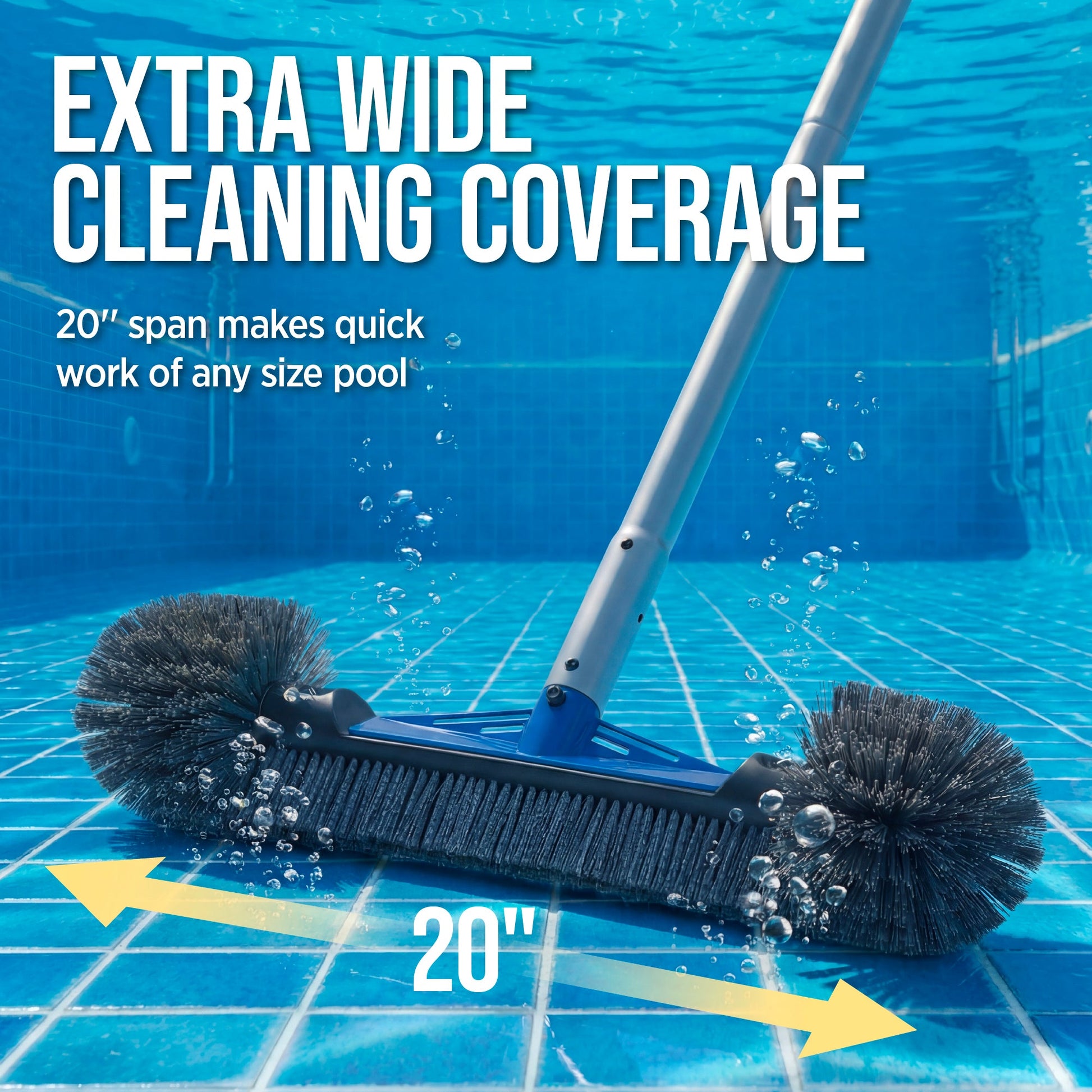 Pool Cleaning Starter Kit  Pool Brush, Skimmer Net & 9 ft Aluminum Pole