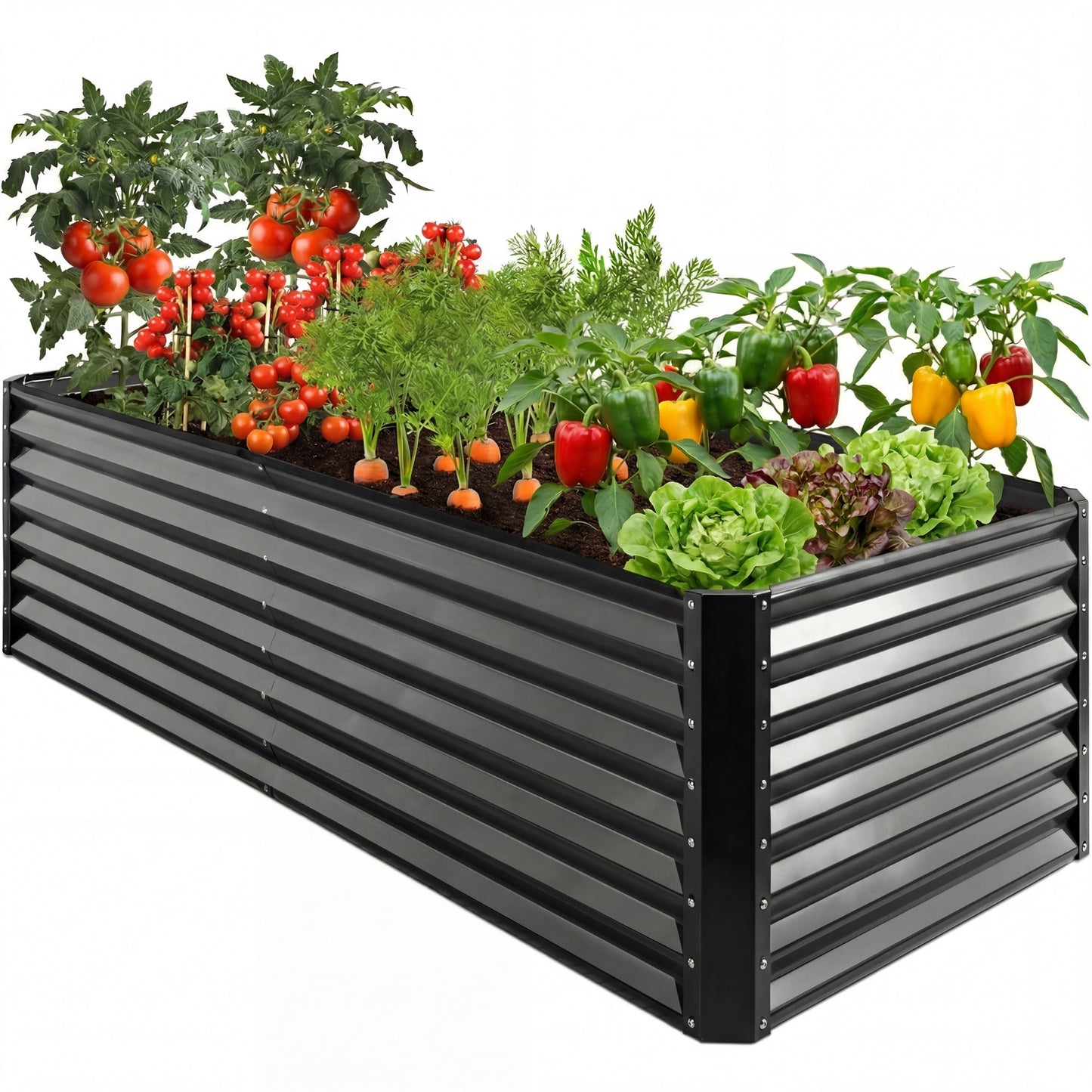 Outdoor Metal Raised Garden Bed for Vegetables, Flowers, Herbs - 8x4x2ft