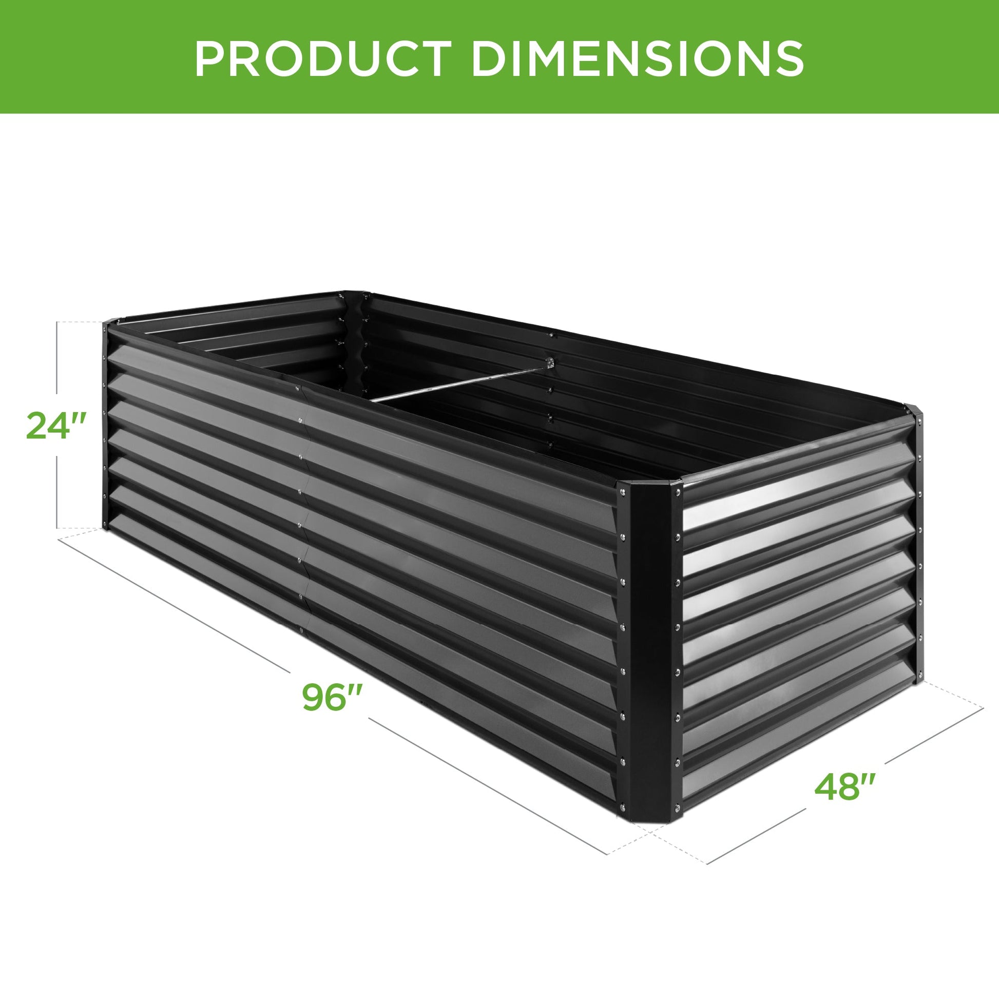 Outdoor Metal Raised Garden Bed for Vegetables, Flowers, Herbs - 8x4x2ft