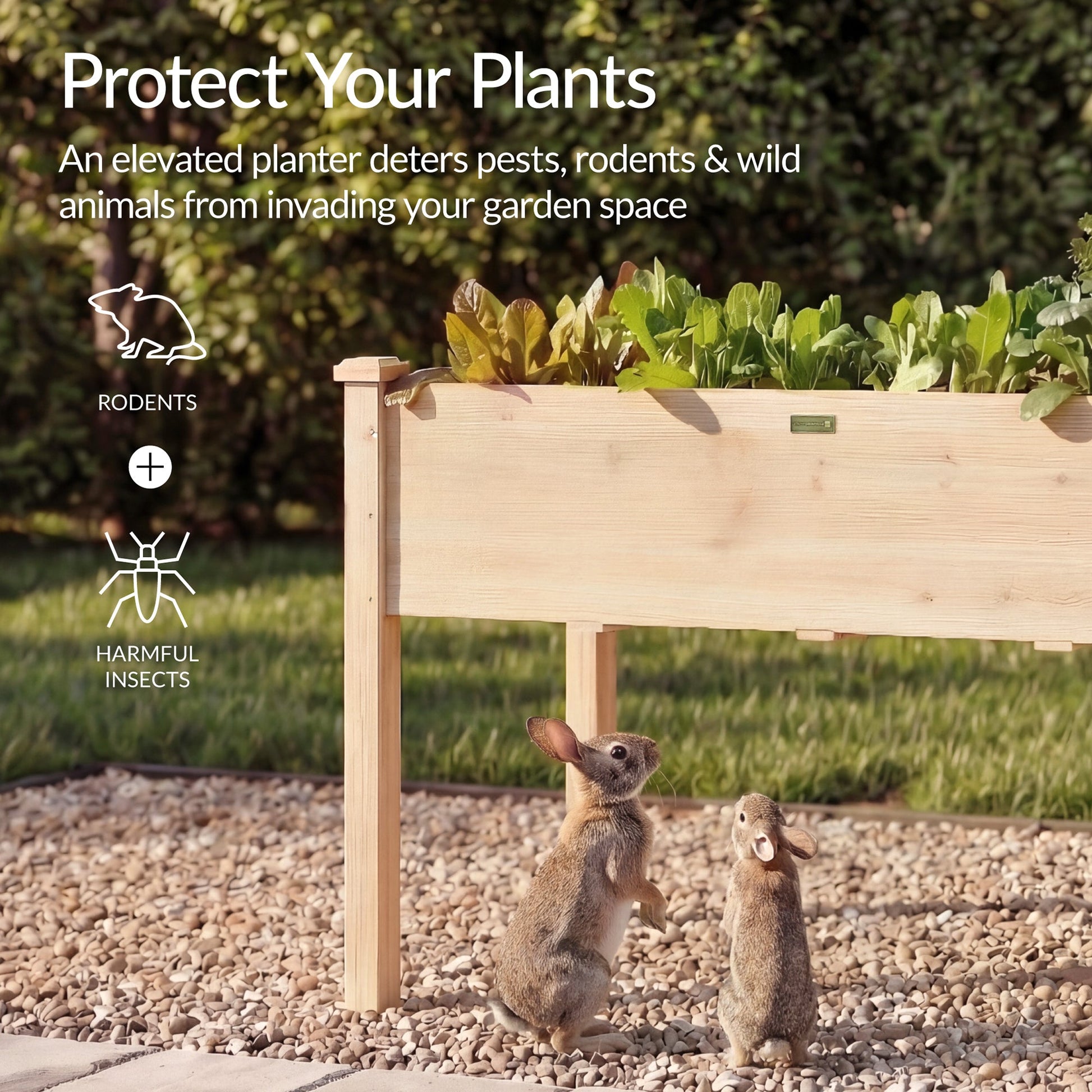 Raised Garden Bed, Elevated Wooden Planter Box w/ Foot Caps - 48x24x30in
