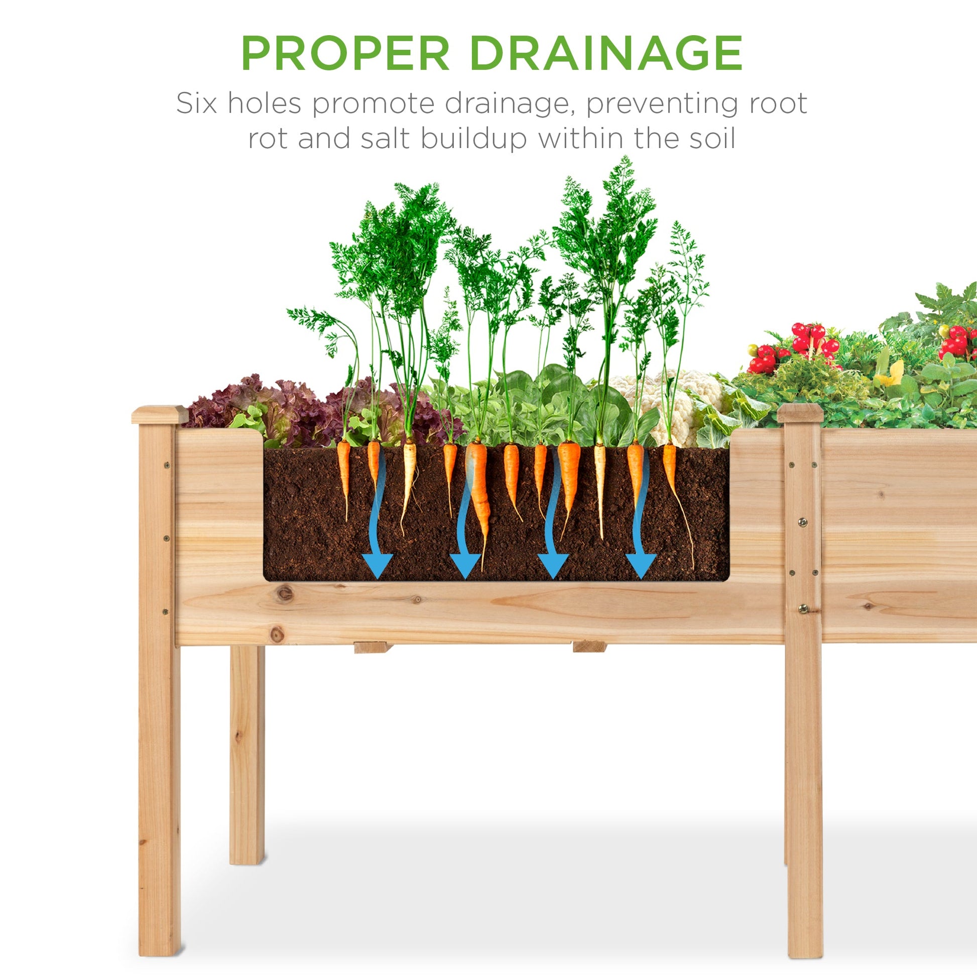 Raised Garden Bed, Elevated Wood Garden Planter Stand - 72x24x30in