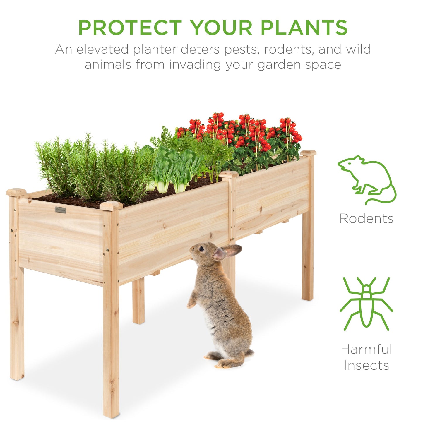 Raised Garden Bed, Elevated Wood Garden Planter Stand - 72x24x30in