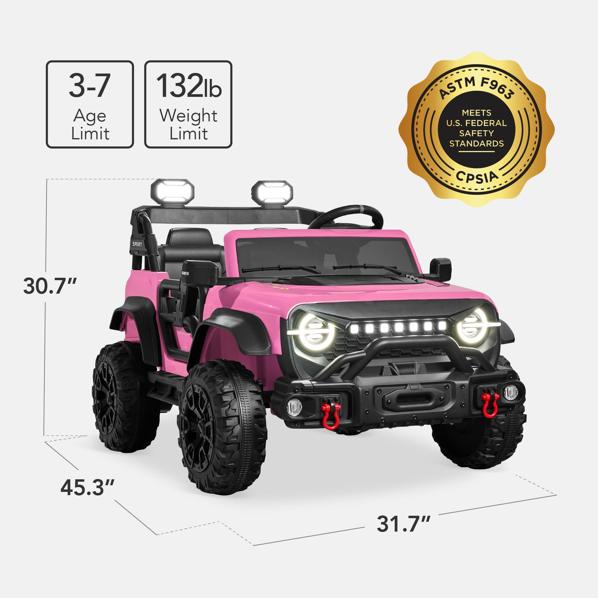 24V 2-Seater Electric Ride-On Car Truck w/ Parent Control, Bluetooth