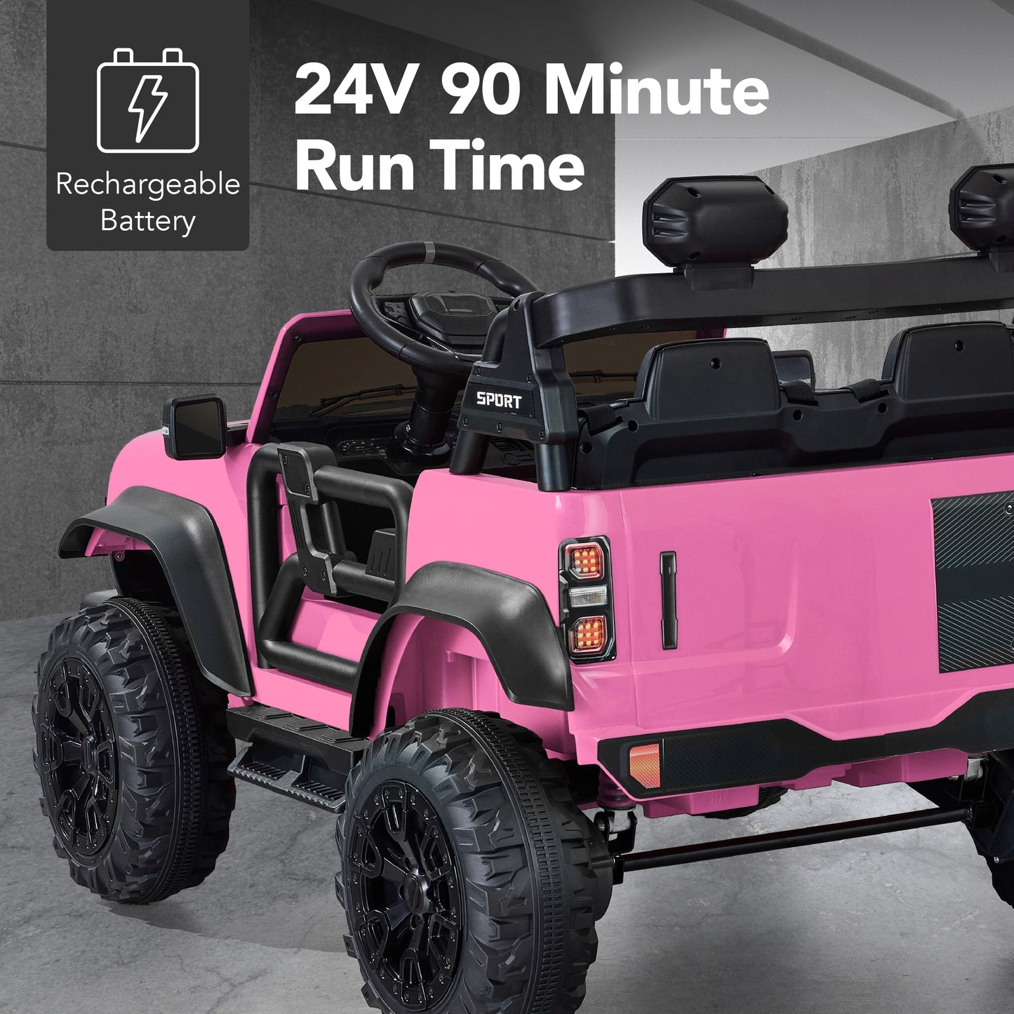 24V 2-Seater Electric Ride-On Car Truck w/ Parent Control, Bluetooth