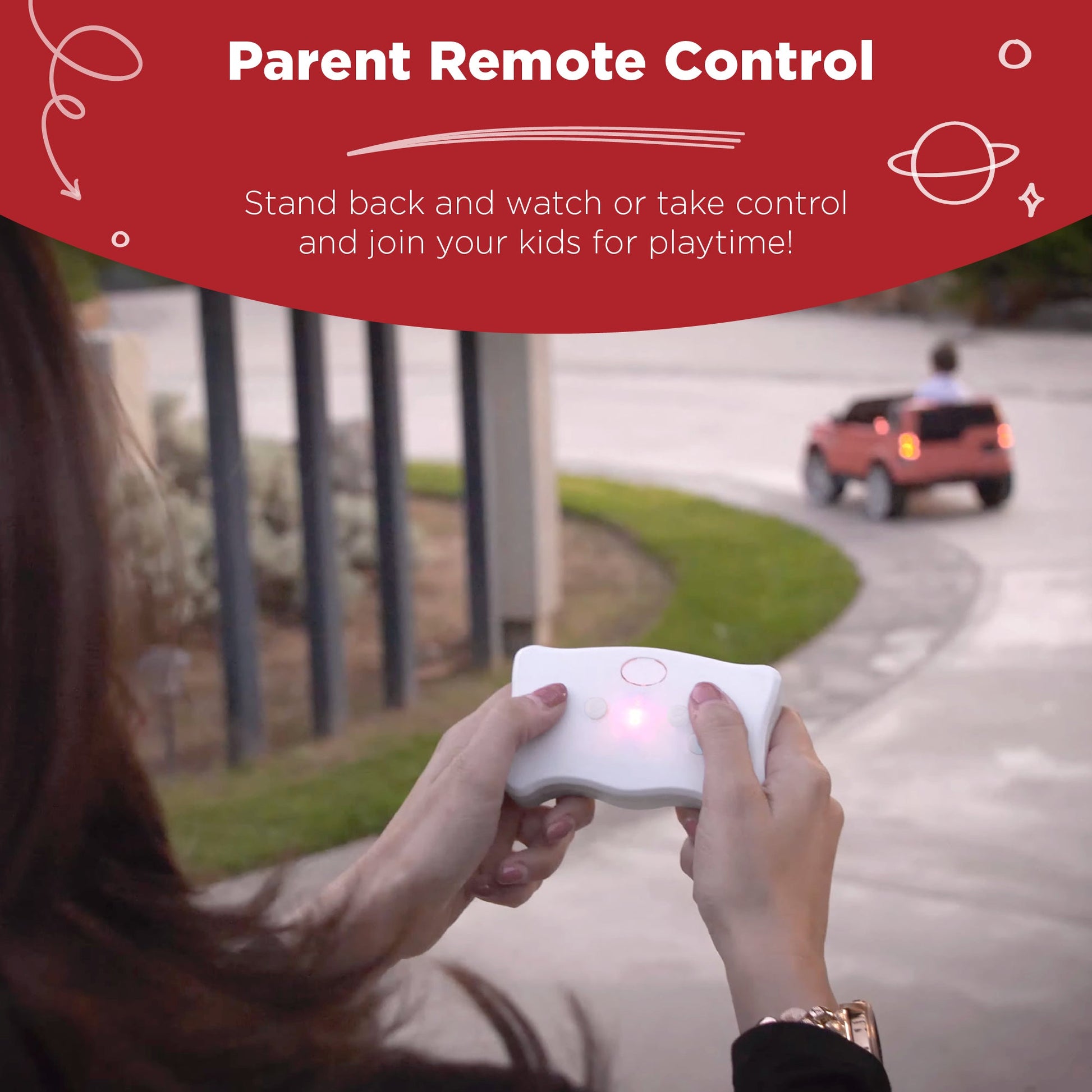 Jumbo 12V Kids Electric Ride On Car with Parent Remote, Seat Harness