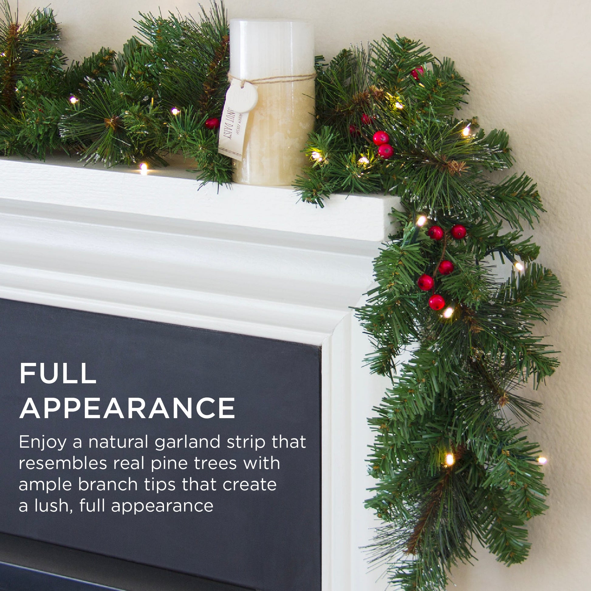 9Ft Pre-Lit Christmas Garland W/ 2-In-1 Led Lights