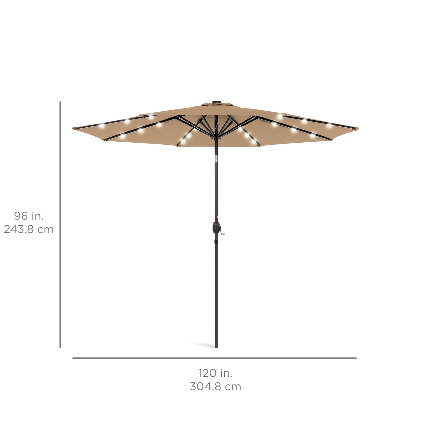 Solar LED Lighted Patio Umbrella w/ Tilt Adjustment, UV-Resistant - 10ft